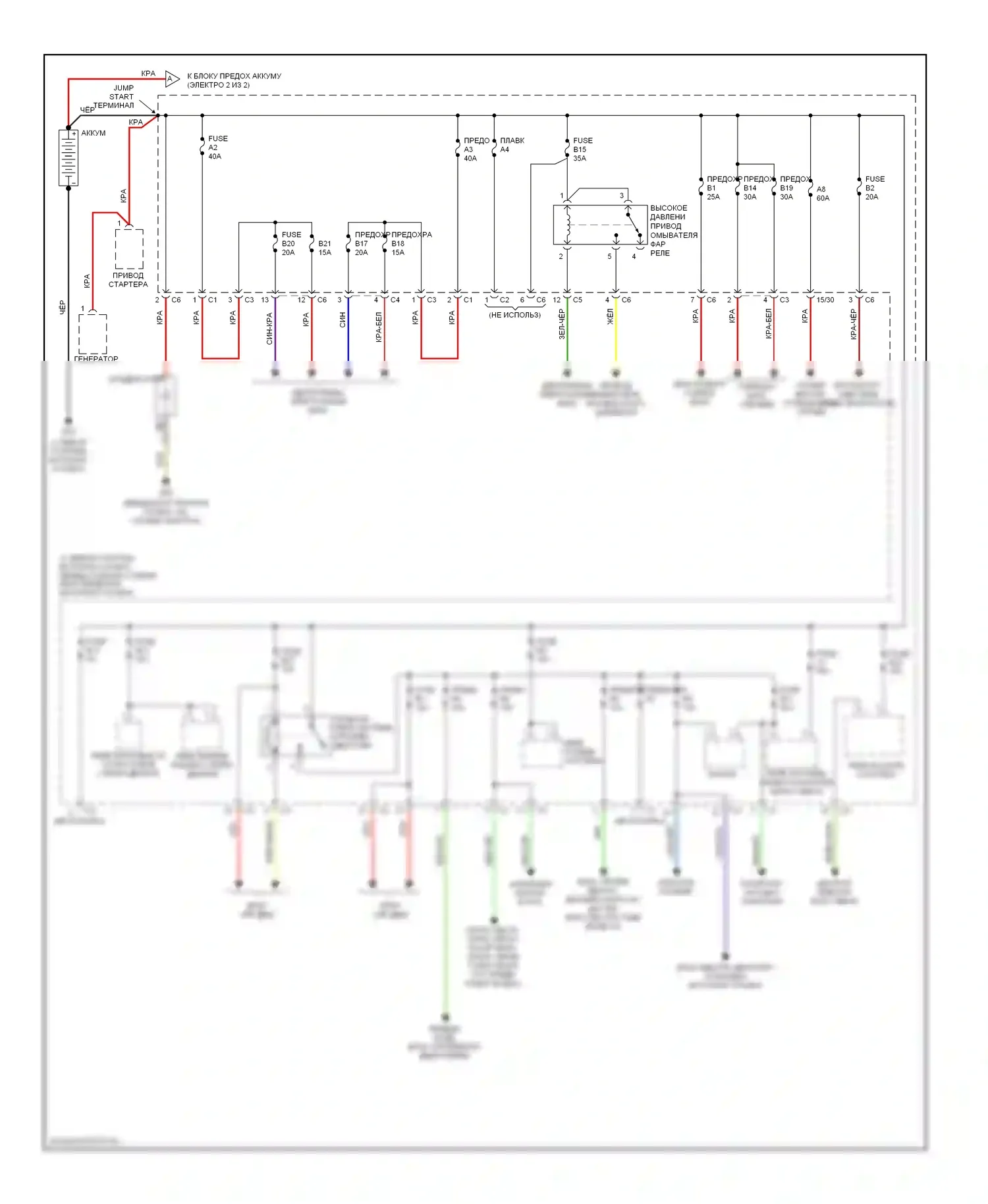 Блок предохранителей и реле — Электросхема блока предохранителей реле — Электросхема блока предохранителей реле (1 из 2). Volvo XC70 I рестайлинг (2004-2007)