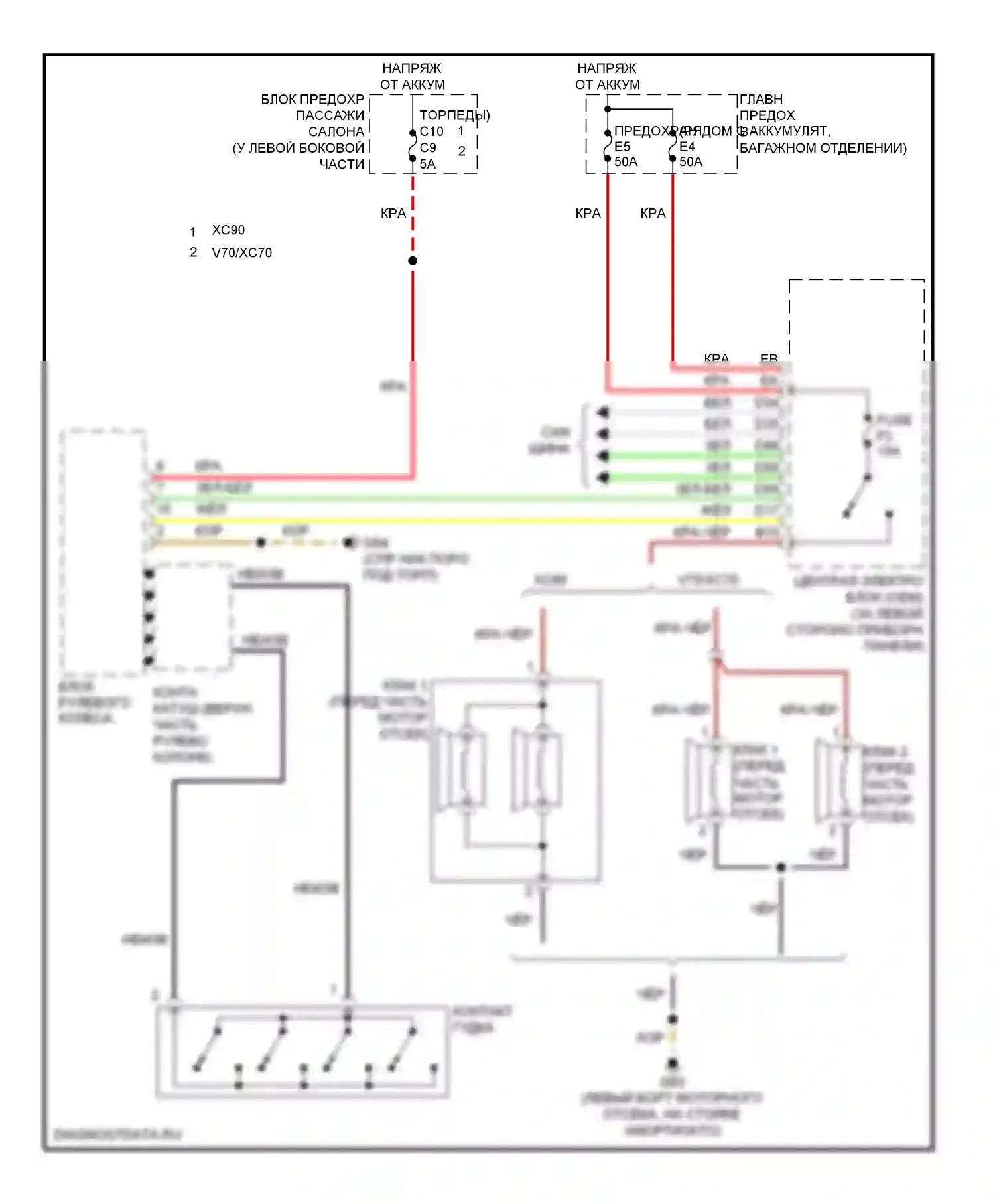 Клаксон — Электросхема клаксона — Электросхема клаксона. Volvo XC70 I рестайлинг (2004-2007)