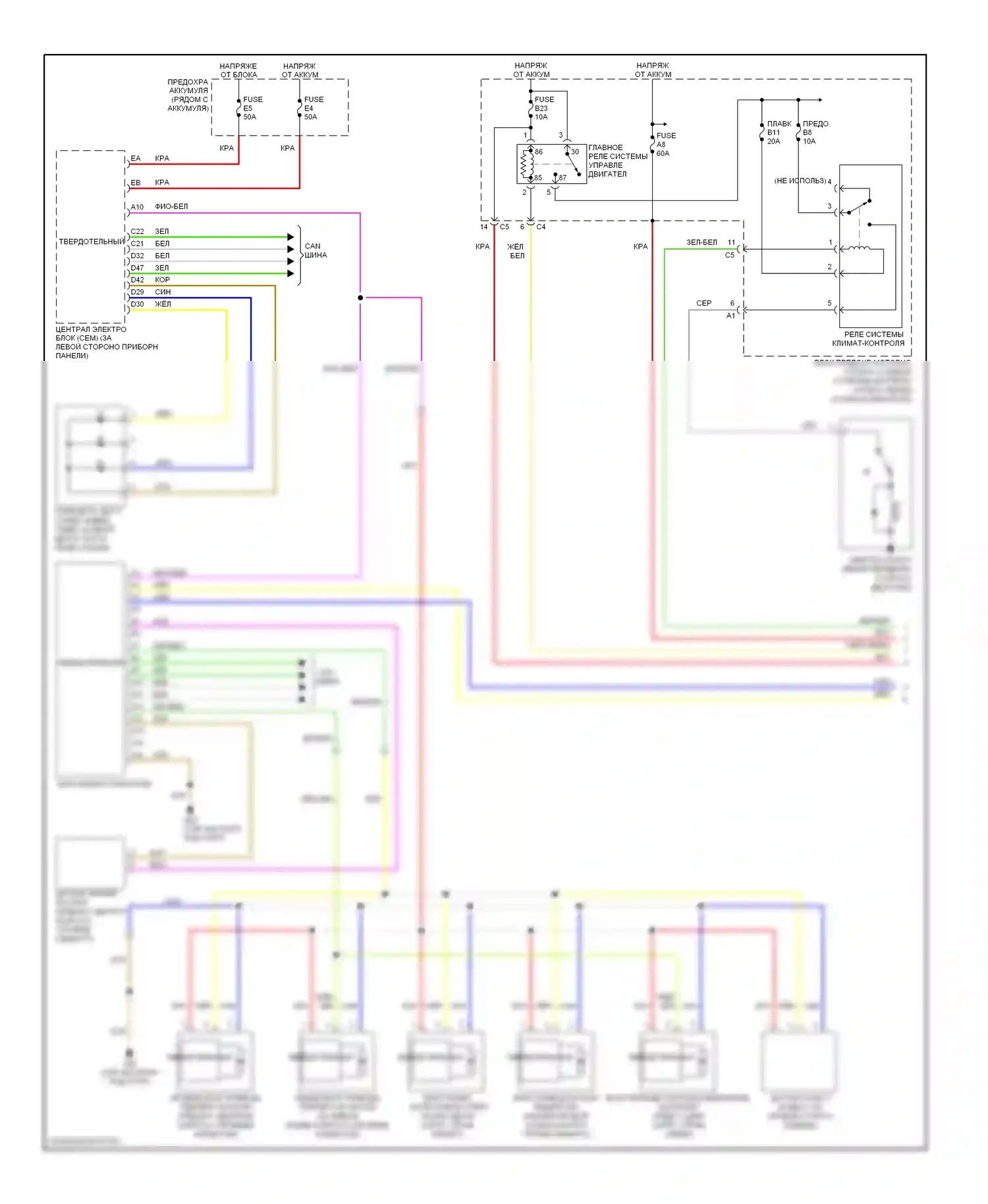 Кондиционирование воздуха — Электросхема климат контроля — Электросхема климат контроля (1 из 2). Volvo XC70 I рестайлинг (2004-2007)