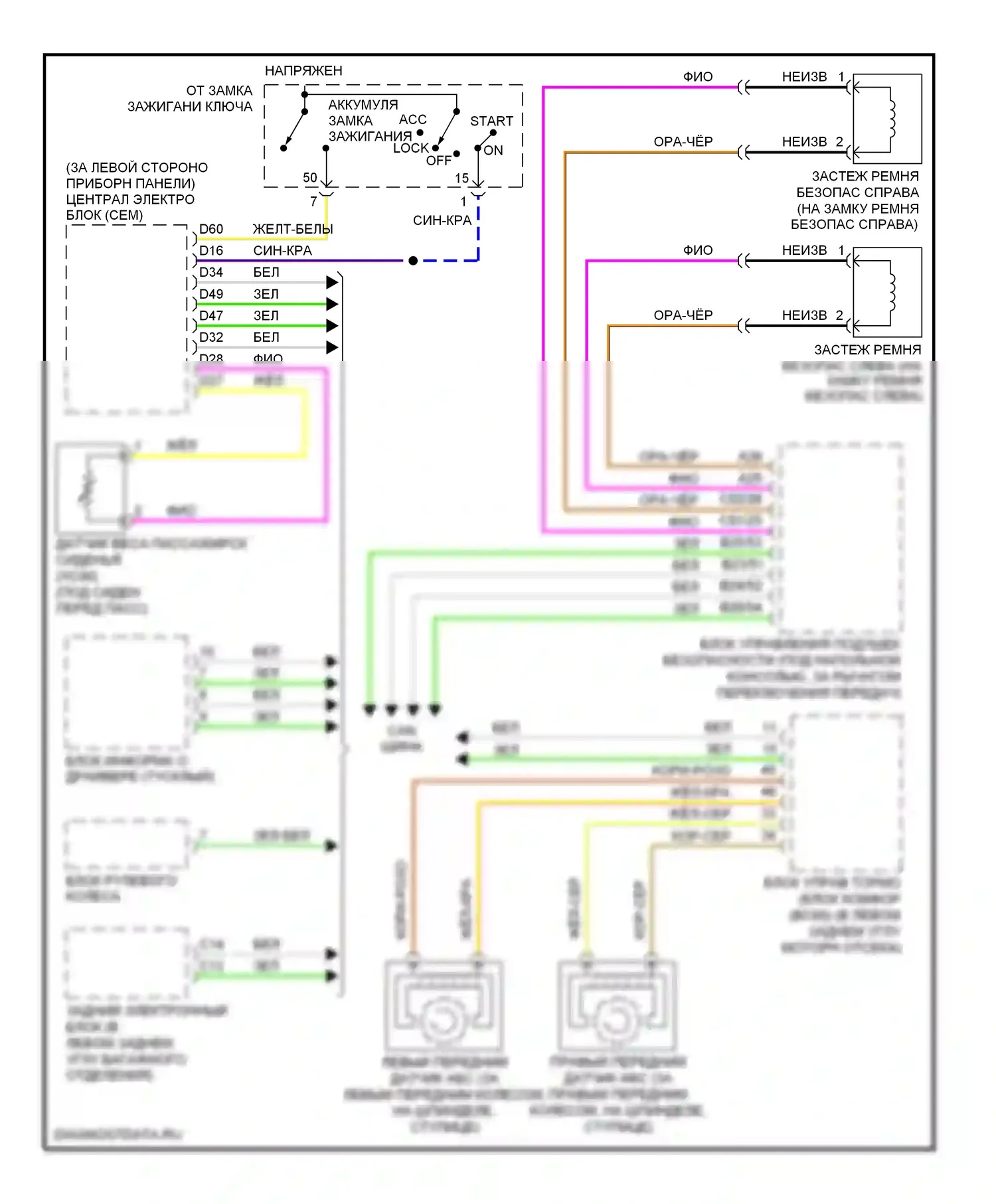 Предупреждение — Электросхема помощников водителя — Электросхема помощников водителя. Volvo XC70 I рестайлинг (2004-2007)