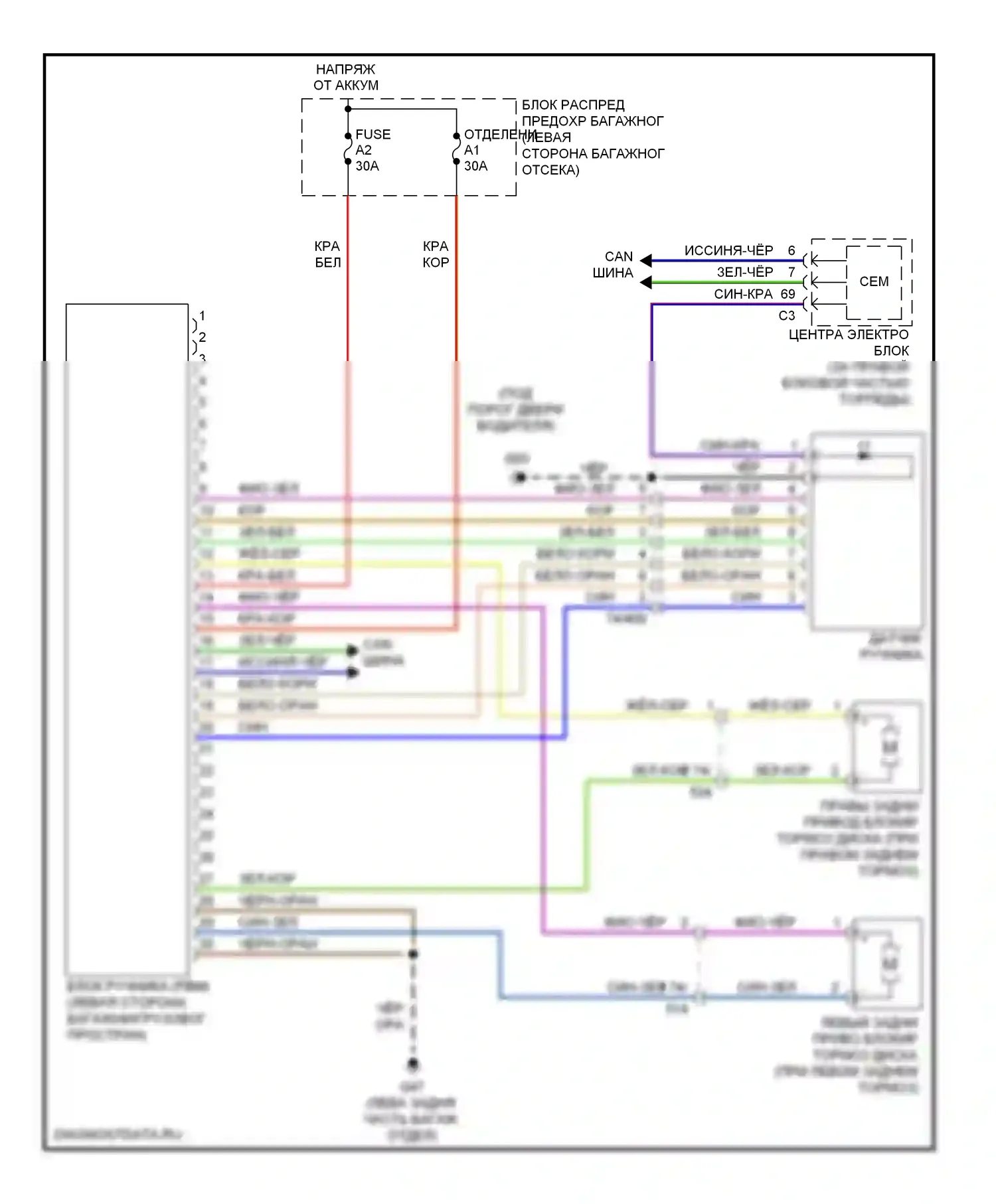 Блокировка селектора — Электросхема растормаживания стояночного тормоза — Электросхема растормаживания стояночного тормоза. Volvo XC70 II рестайлинг (2013-2016)