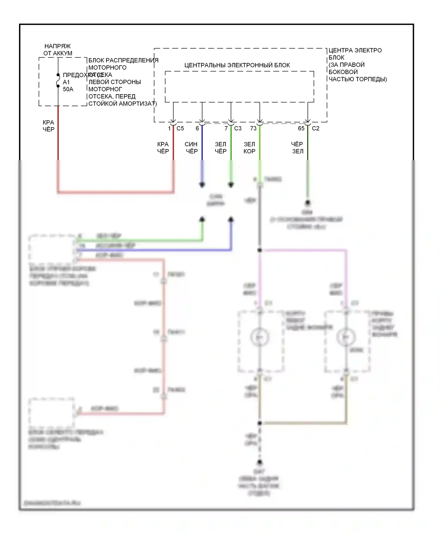 Фары и фонари — Электросхема фонарей заднего хода — Электросхема фонарей заднего хода. Volvo XC70 II рестайлинг (2013-2016)