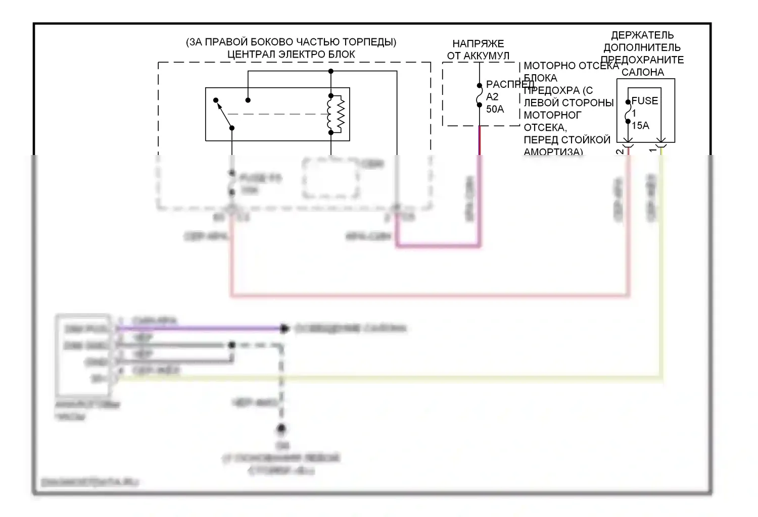 Приборная панель — Электросхема часов — Электросхема часов. Volvo XC70 II рестайлинг (2013-2016)