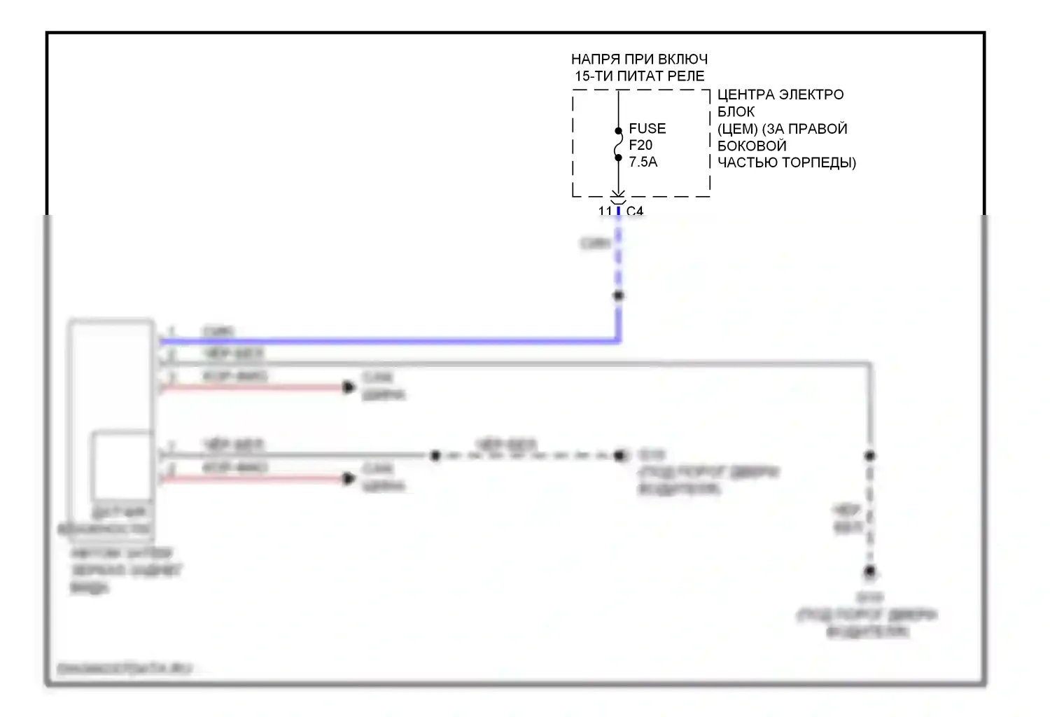 Управление зеркалами заднего вида — Электросхема управления зеркалами заднего вида — Электросхема управления зеркалами заднего вида. Volvo XC70 II рестайлинг (2013-2016)