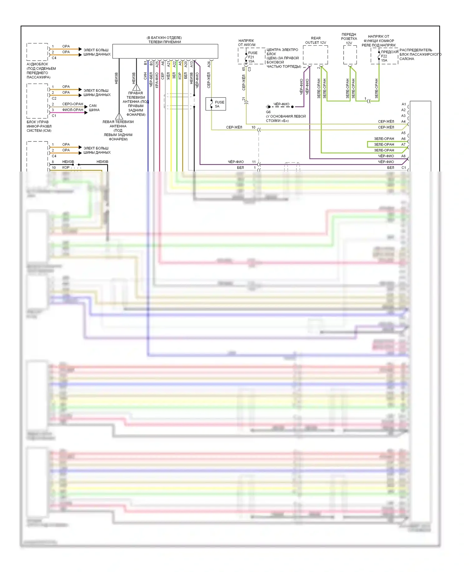 Магнитола — Электросхема мультимедий заднего сиденья — Электросхема мультимедий заднего сиденья. Volvo XC70 II (2007-2013)