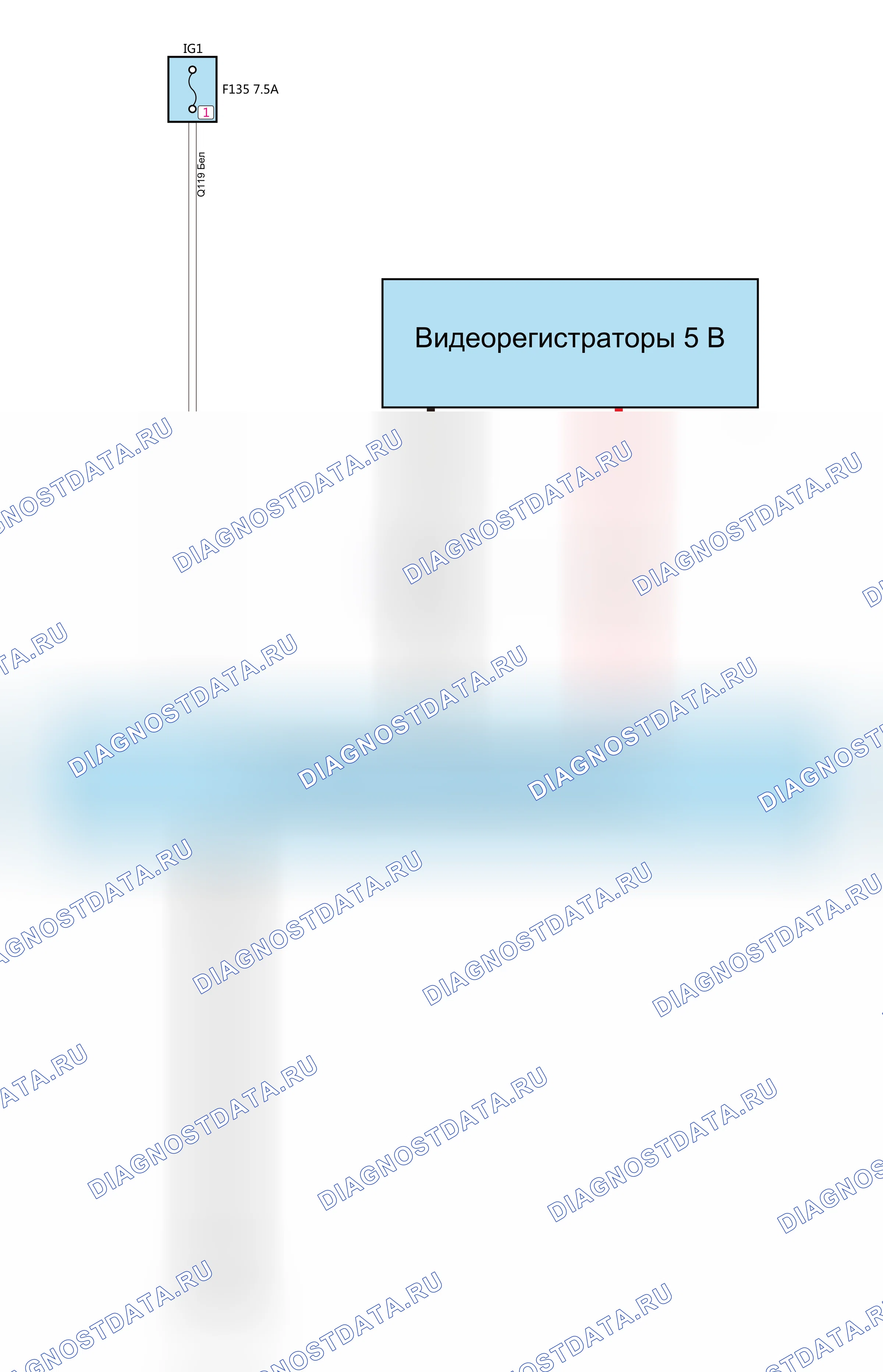 Видеорегистратор — Электросхема видеорегистратора (питание) — Электросхема видеорегистратора (питание), Схема 1 из 2. Wey VV5 I (2017-2022)