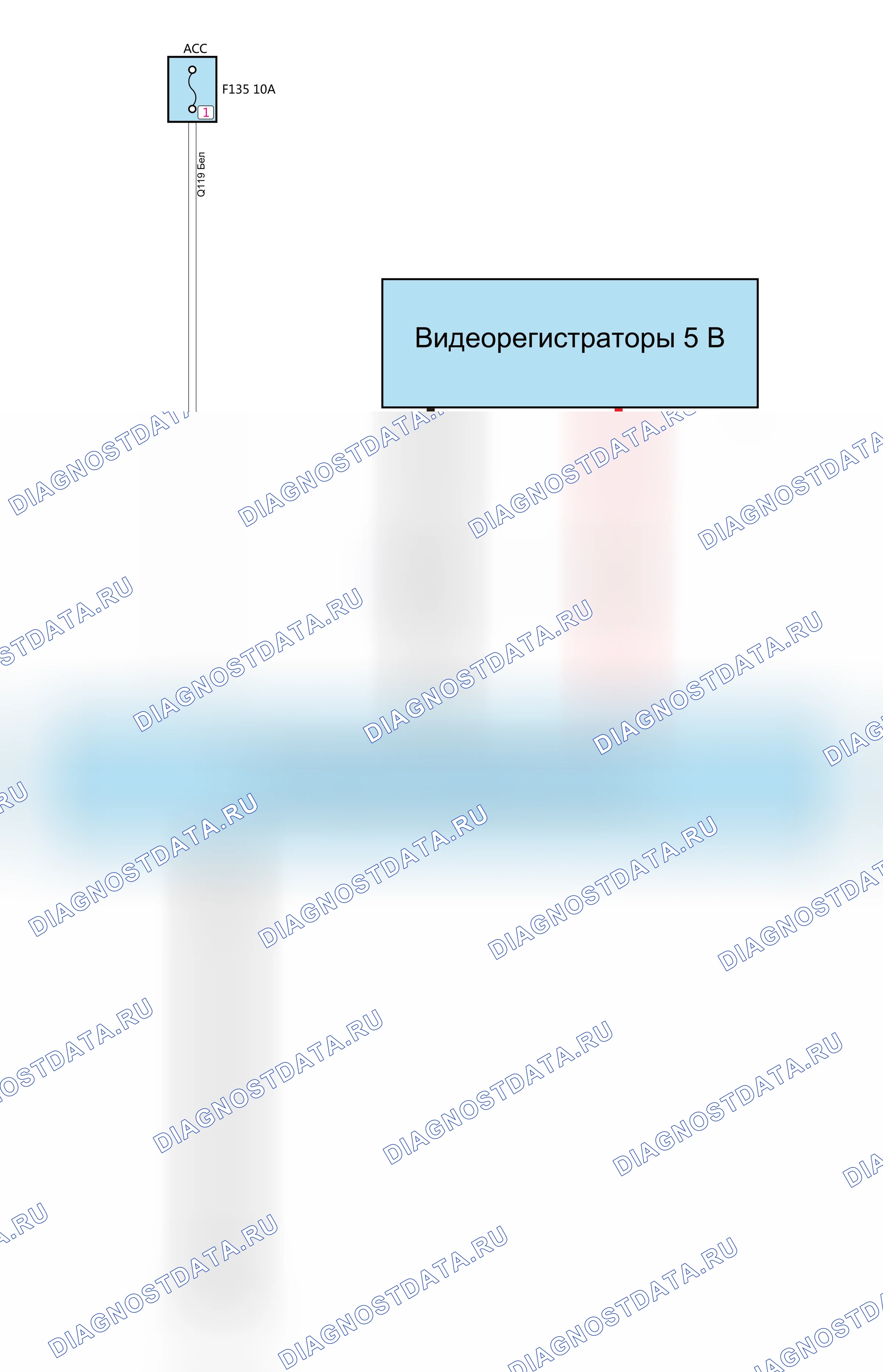 Видеорегистратор — Электросхема видеорегистратора (питание) — Электросхема видеорегистратора (питание), Схема 1 из 1. Wey VV5 I (2017-2022)