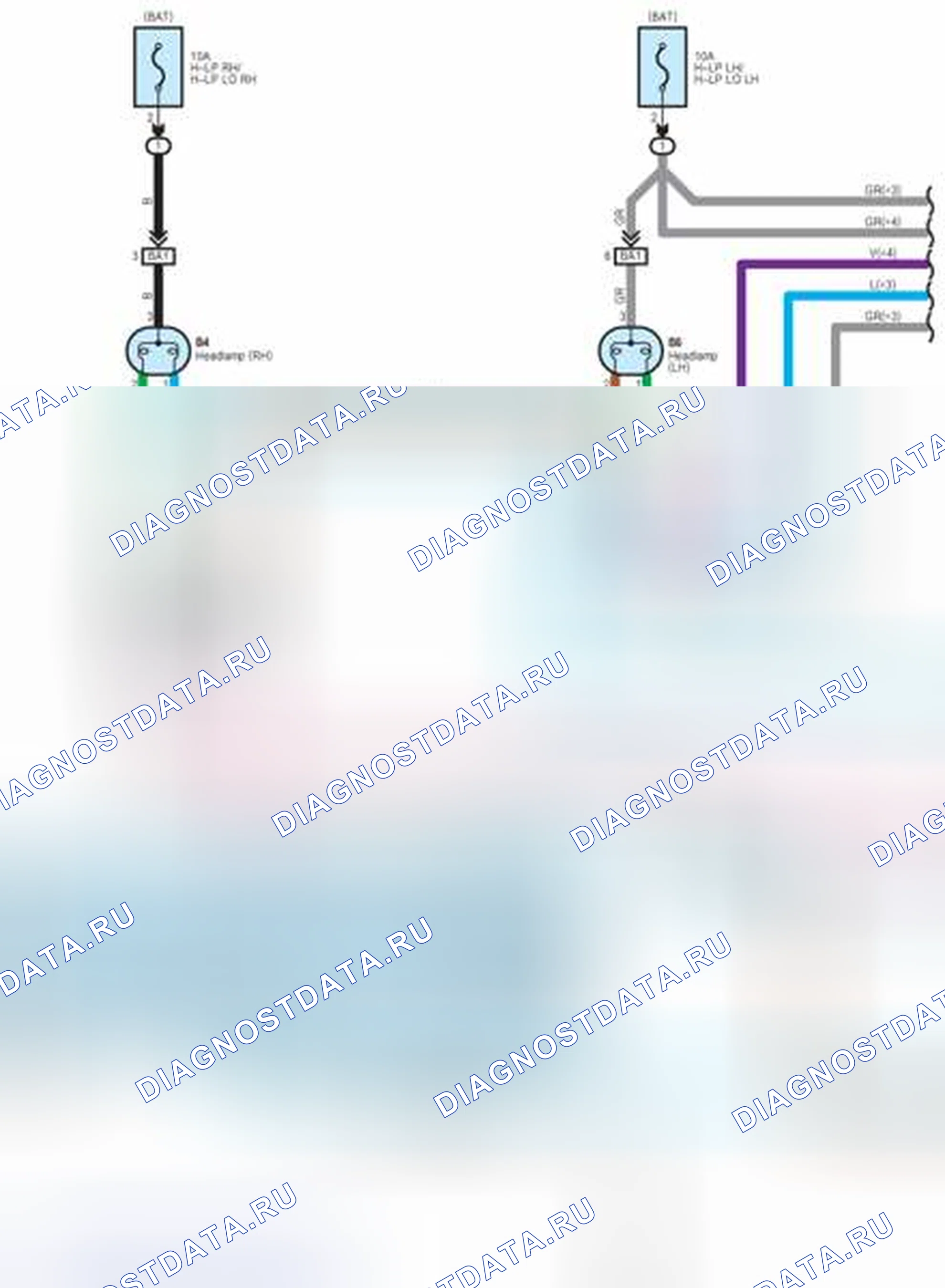 Рис. 26: Схема подключения системы фар (1 из 3). Toyota Yaris II