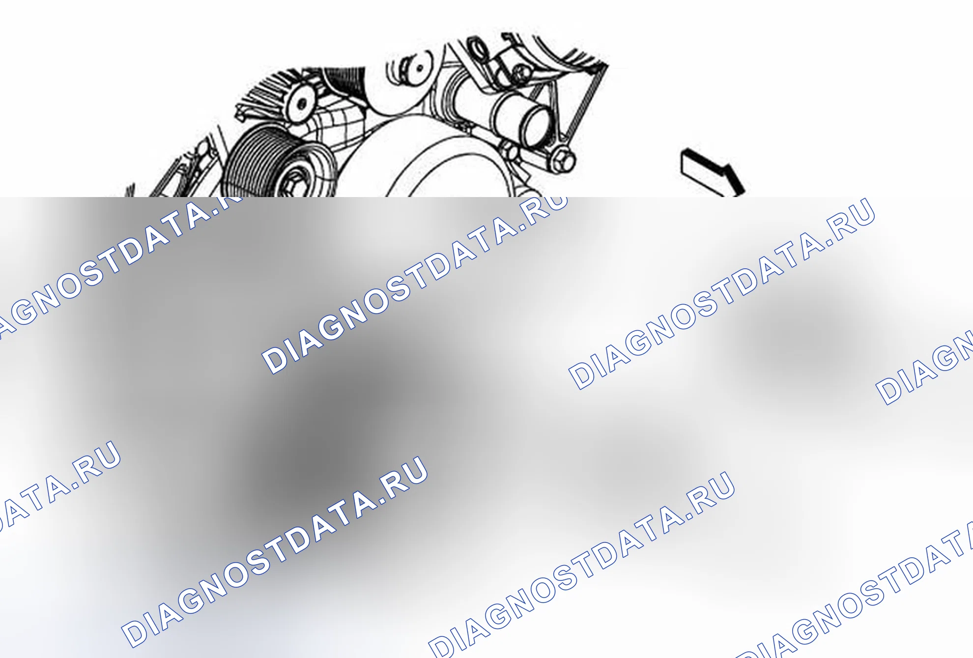 Рис. 3: Замена натяжного шкива приводного ремня (LS9). Chevrolet Corvette C6