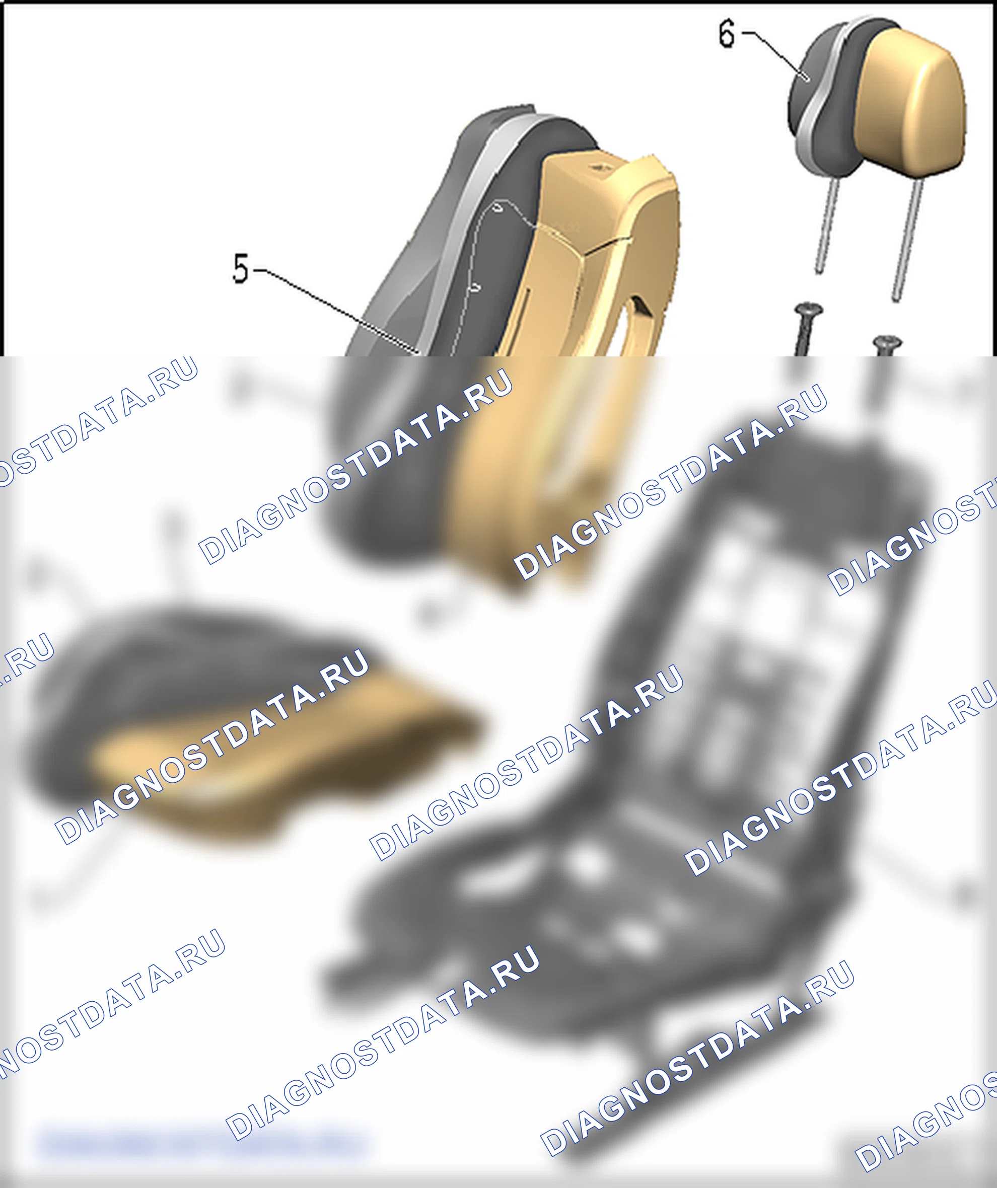 Обивка и наполнитель передних сидений. SEAT Altea I