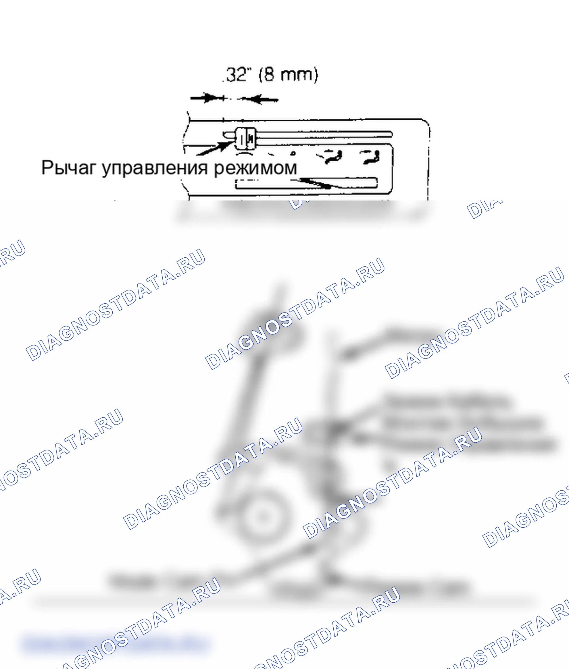 Рис. 4: Регулировка кабеля управления режимами. Hyundai Excel I