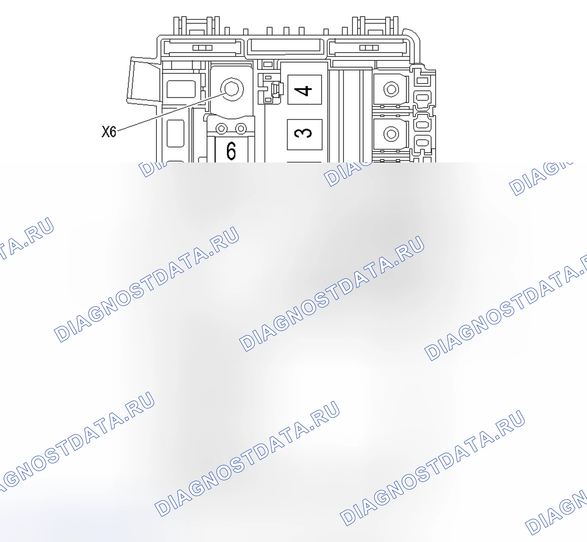 Рис. 9: Блок предохранителей X50D - вид сверху батареи (без KL9). Chevrolet Malibu VIII рестайлинг