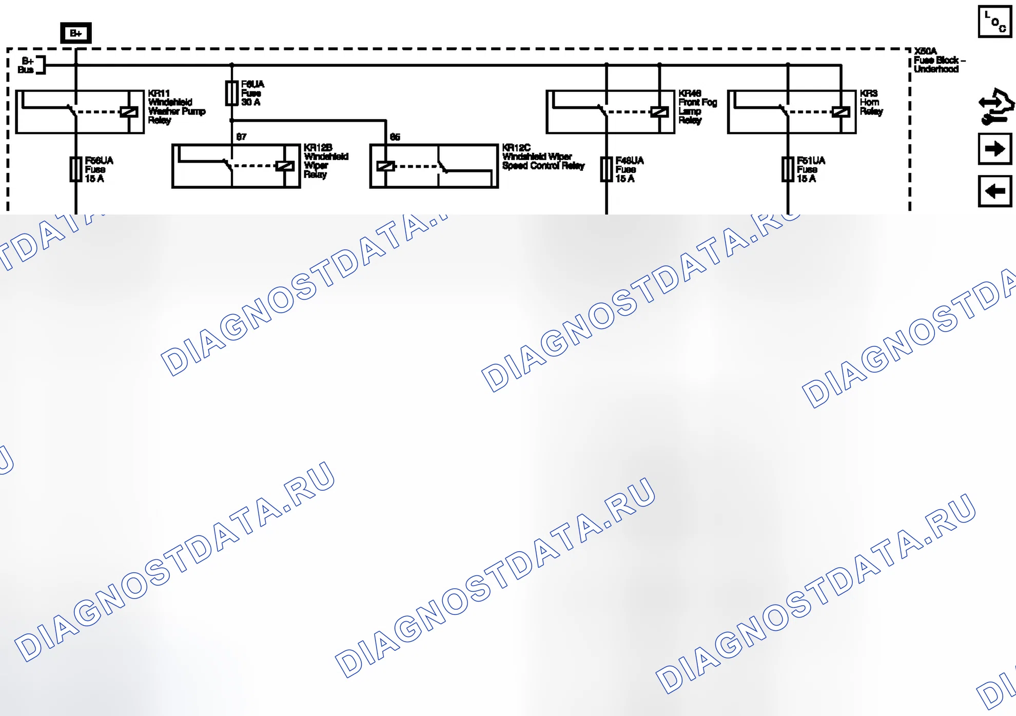 Рис. 26: Предохранители F6UA, F48UA, F51UA и F56UA. Buick LaCrosse II