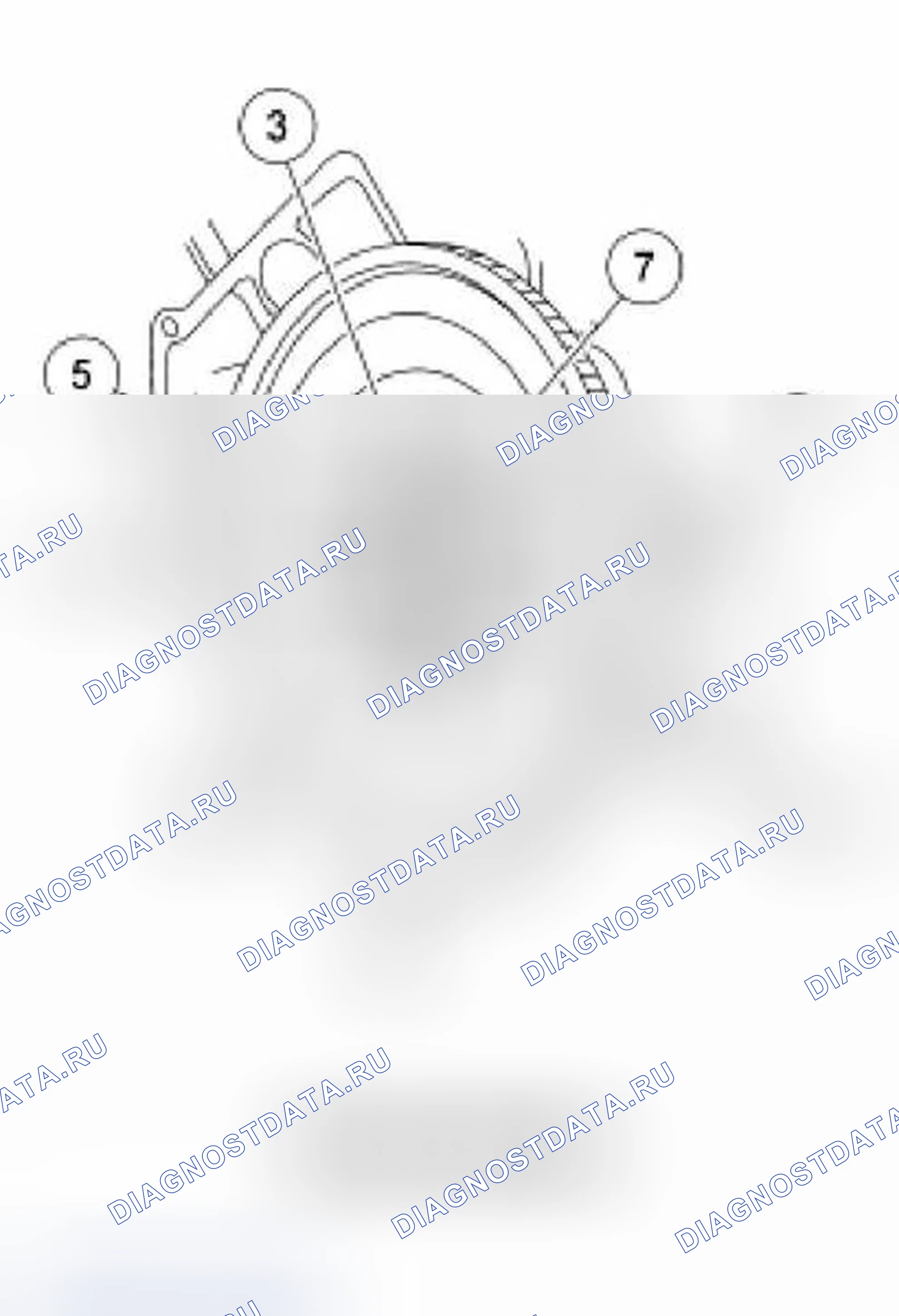 Рис. 656: Позиция 1. Указание по установке болта гибкого диска. Ford Pickup F150 