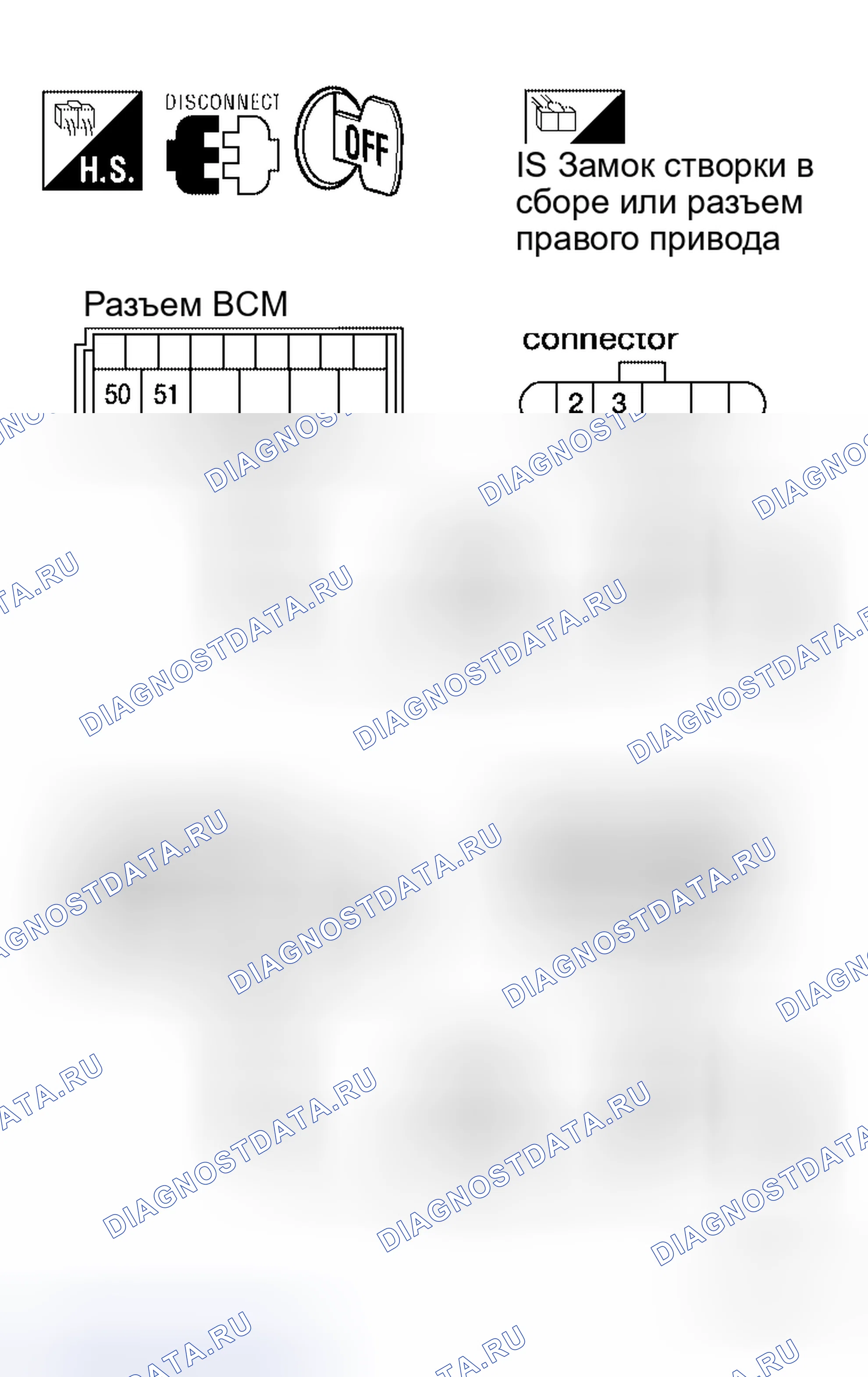 Рис. 54: Проверка привода блокировки дверей (передняя правая и задняя левая / правая). Honda Prelude I
