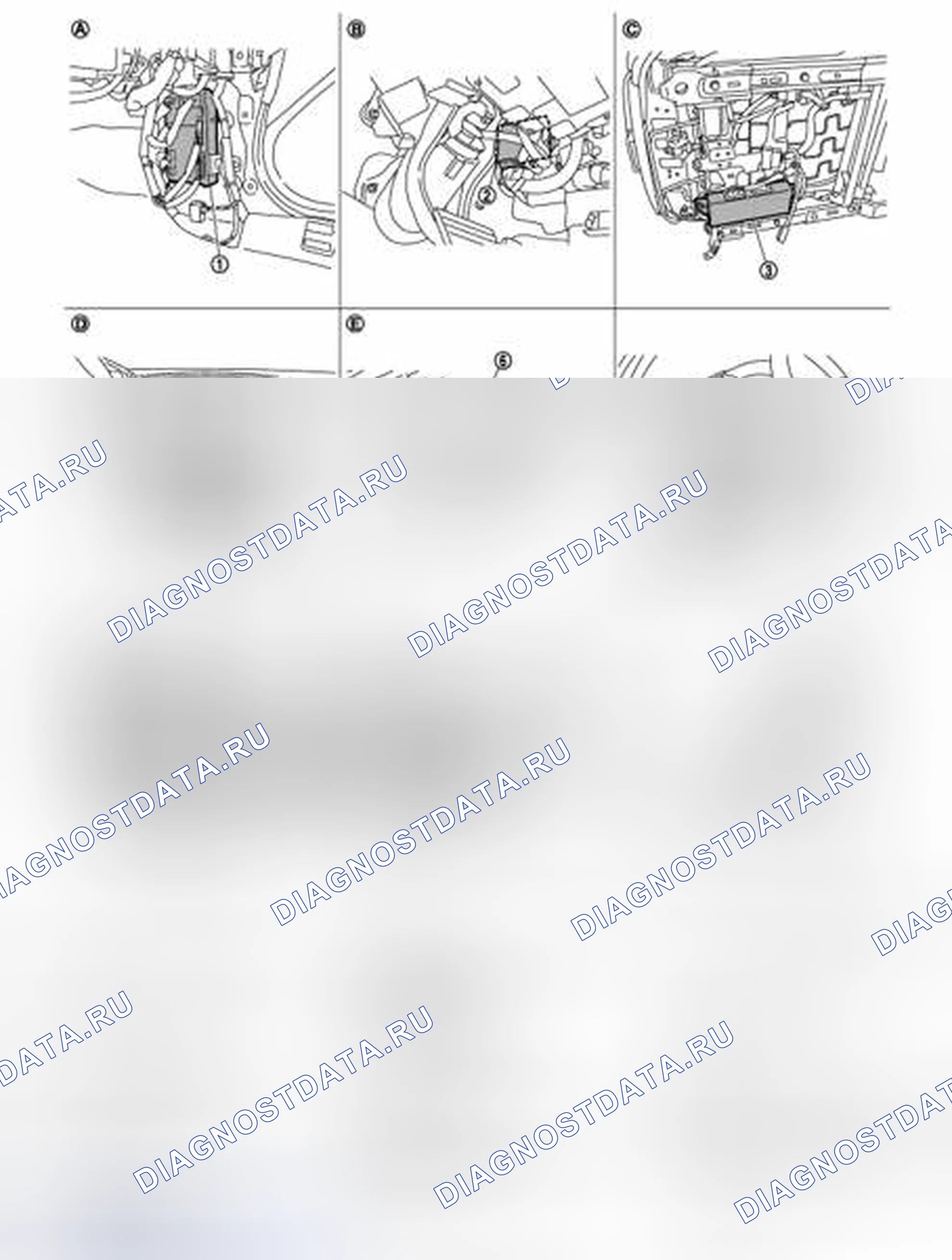 Рис. 27: ФУНКЦИЯ ПОМОЩИ ПРИ ВЫХОДЕ: Расположение компонентов. Infiniti G35 IV