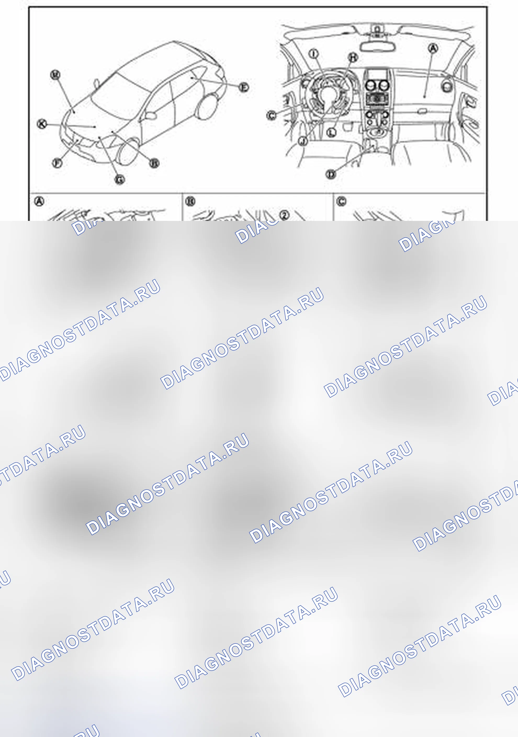 Рис. 2: Расположение компонентов. Nissan Rogue I рестайлинг