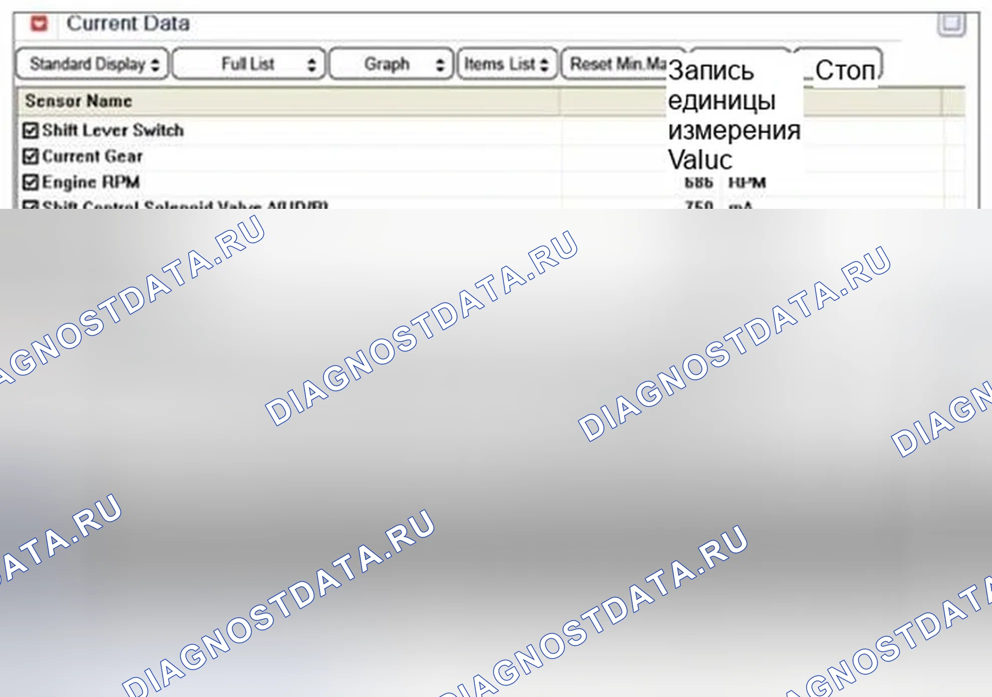 Рис. 223: Форма сигнала и данные. Hyundai Sonata VI