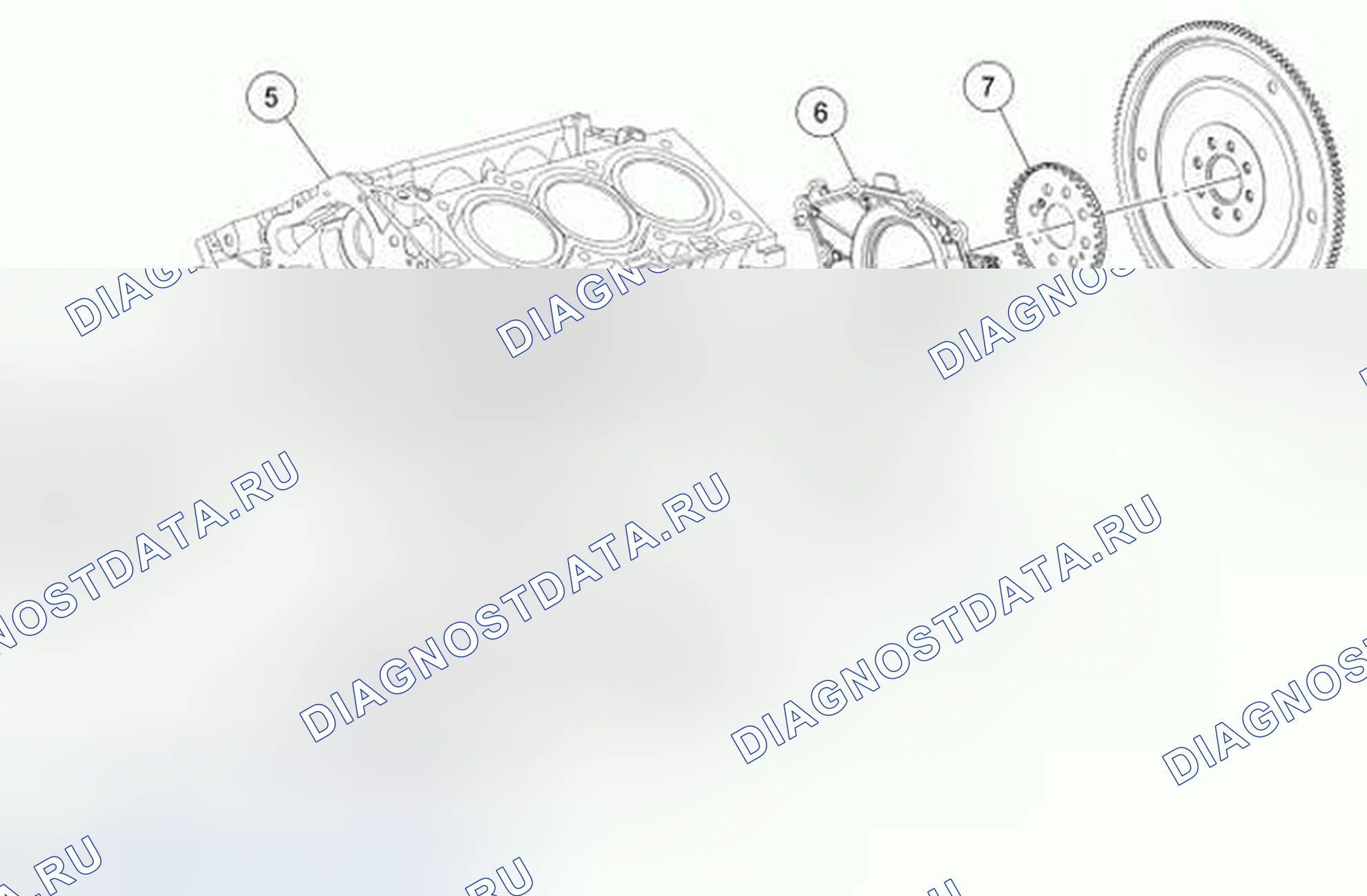 Рис. 1682: Нижний блок двигателя (вид 1). Hyundai ix55 I