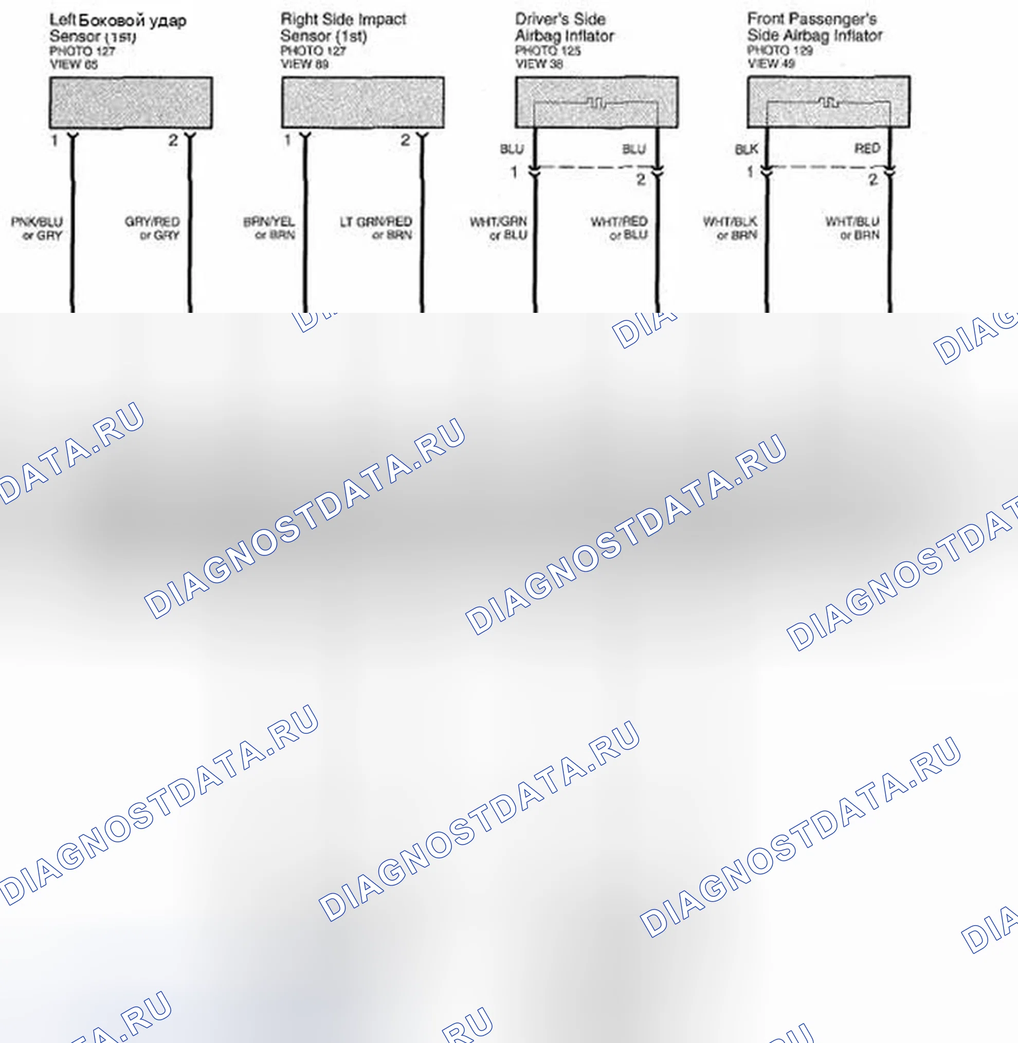 Рис. 173: Принципиальная схема SRS (стр. 47-4). Honda Element YH2 рестайлинг 2