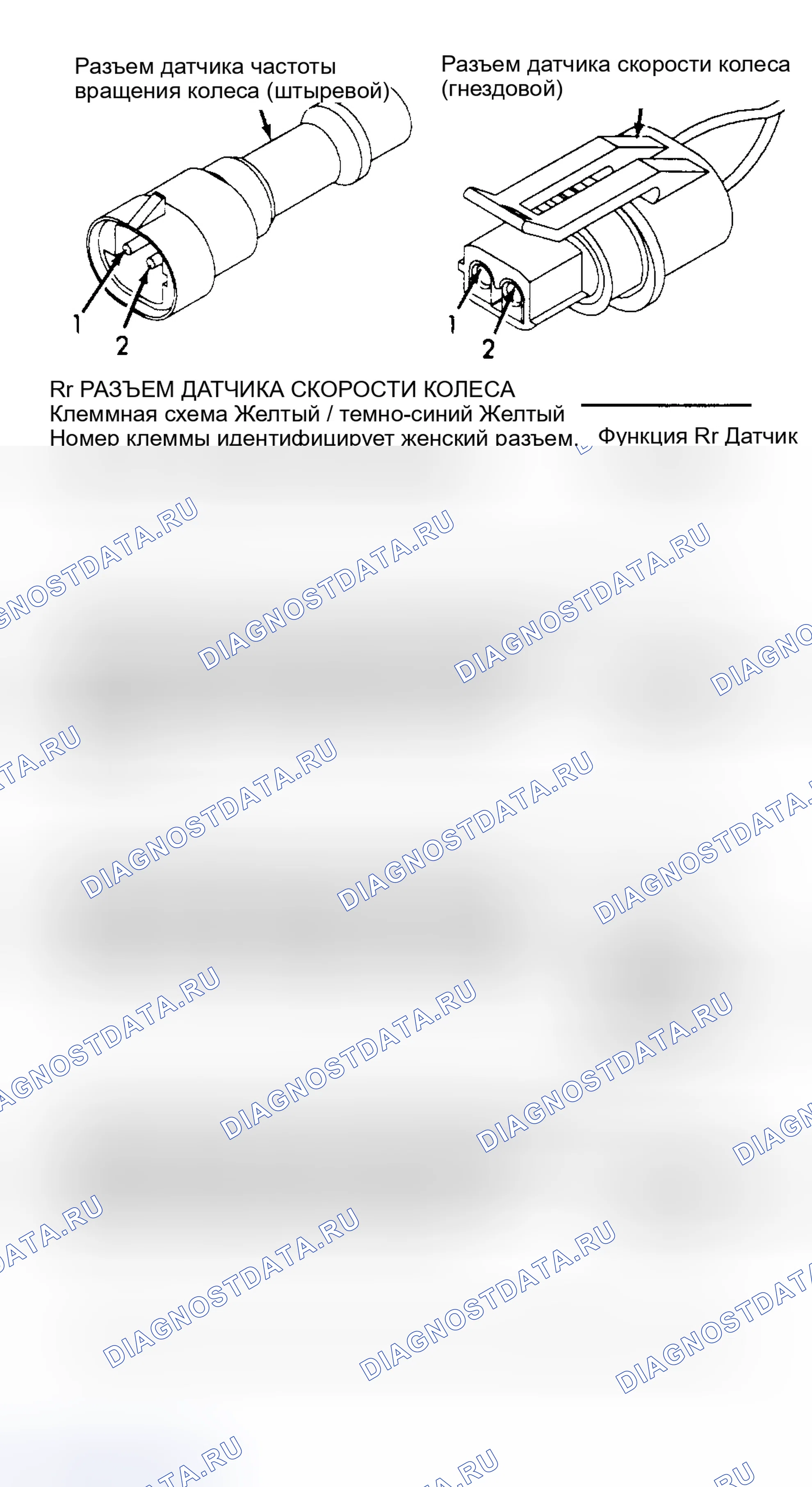 Рис. 9: Разъемы датчика скорости колеса. Plymouth Acclaim I