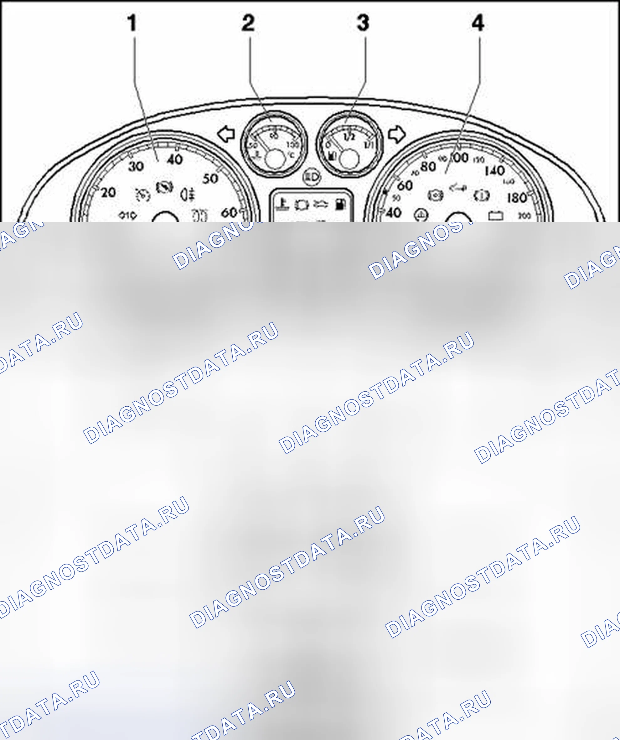 Рис. 126: Описание элементов управления дисплея. Volkswagen Passat B5