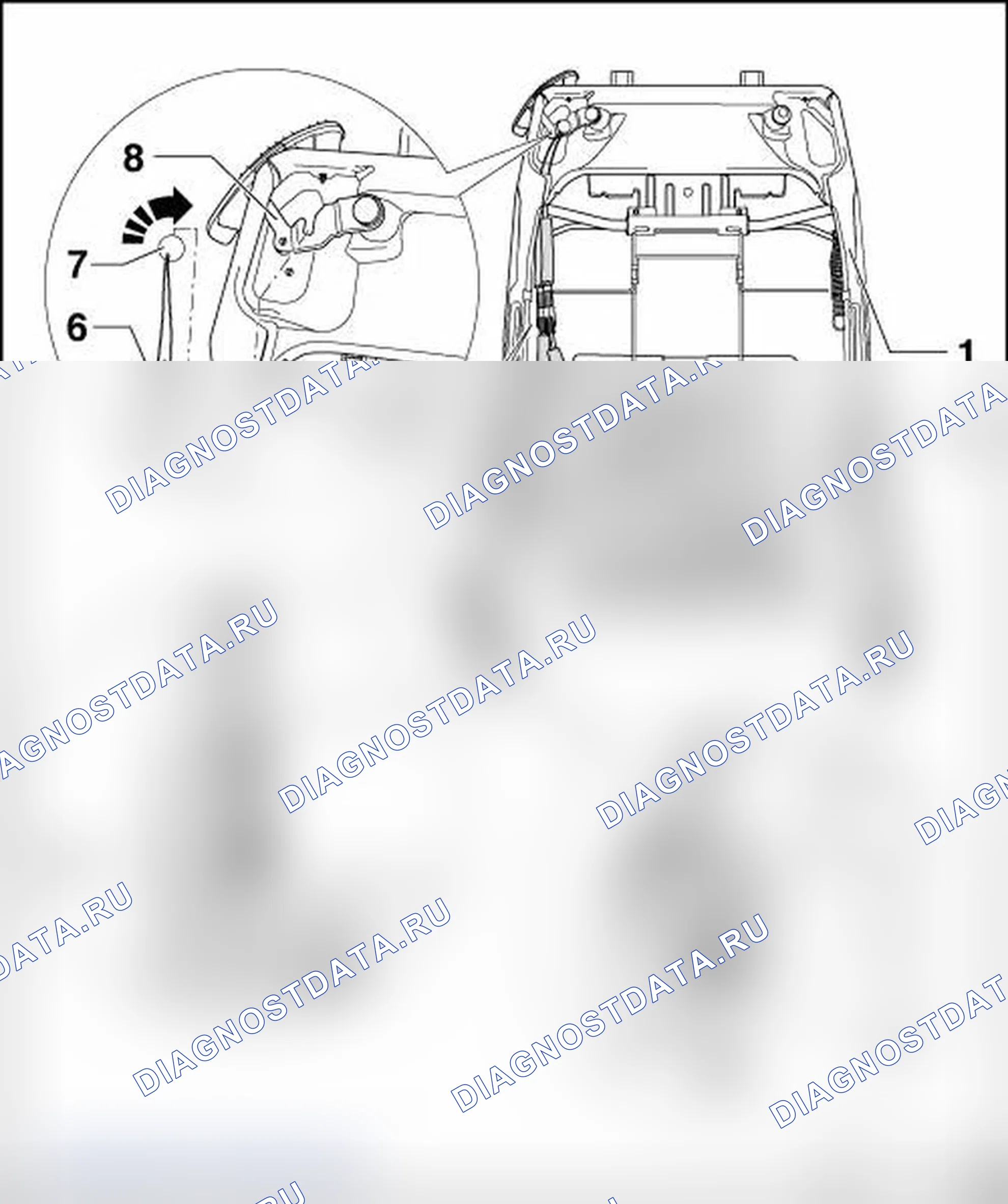 Рис. 64: ТРОС УПРАВЛЕНИЯ ВЫПУСКОМ СПИНКИ С 05.2003. Volkswagen New Beetle A4 рестайлинг
