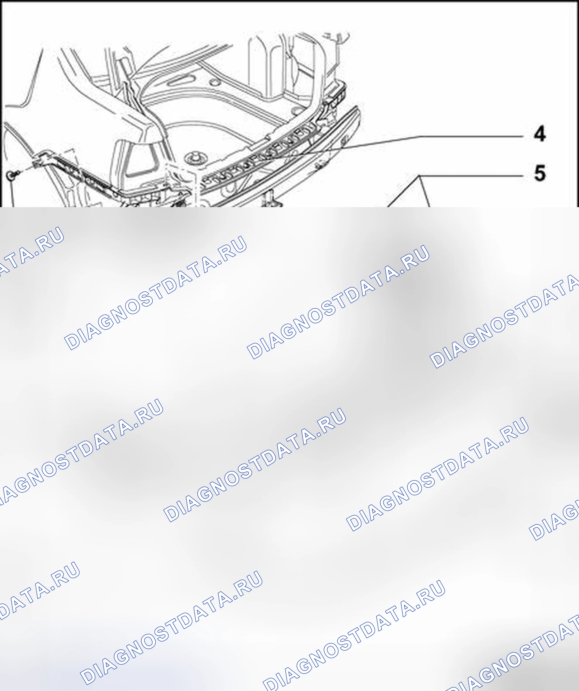 Рис. 6: Крышка заднего бампера, обзор сборки. Volkswagen Golf Mk4