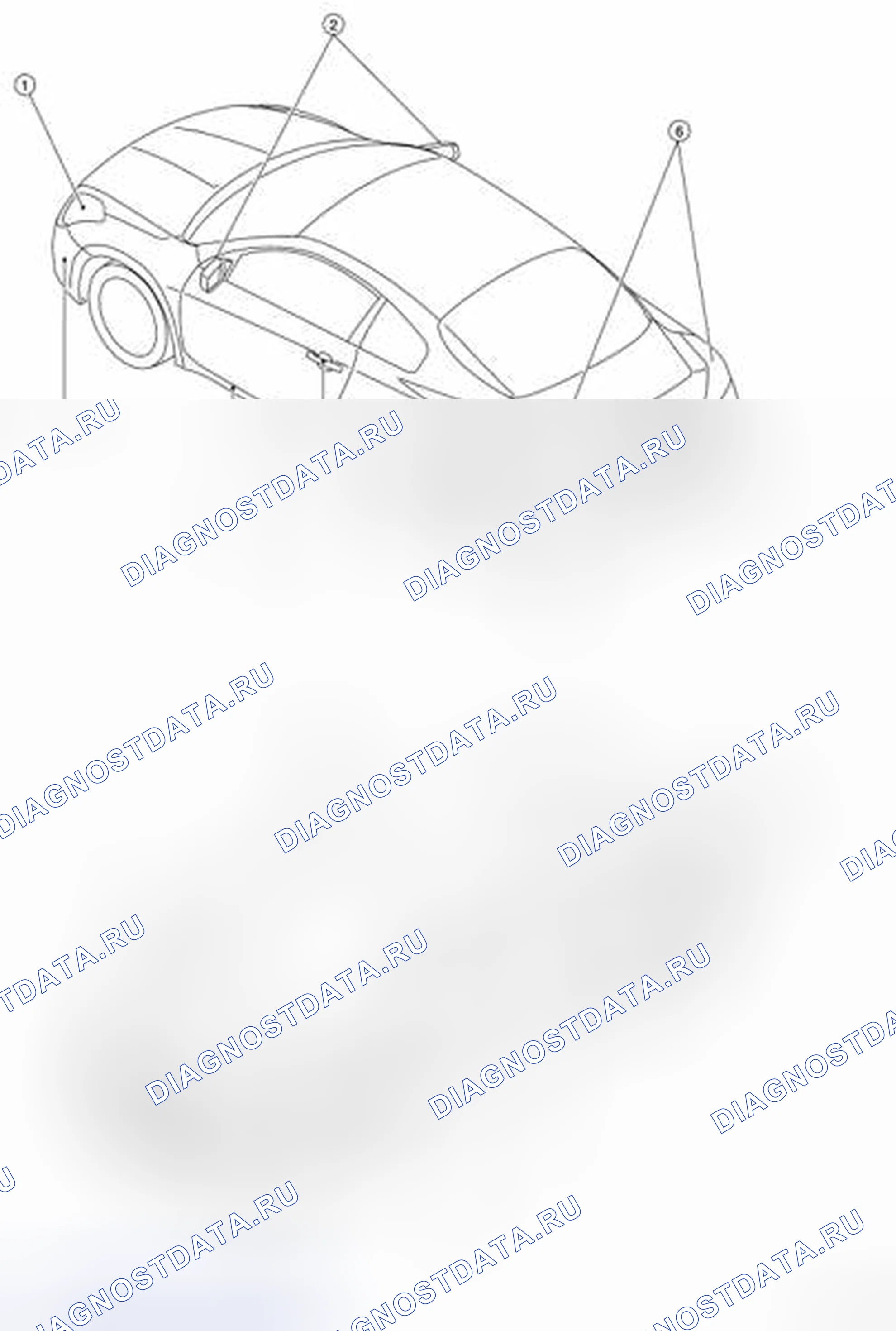 Рис. 221: РАСПОЛОЖЕНИЕ ПЛАСТМАССОВЫХ ДЕТАЛЕЙ. Nissan Altima L32 рестайлинг