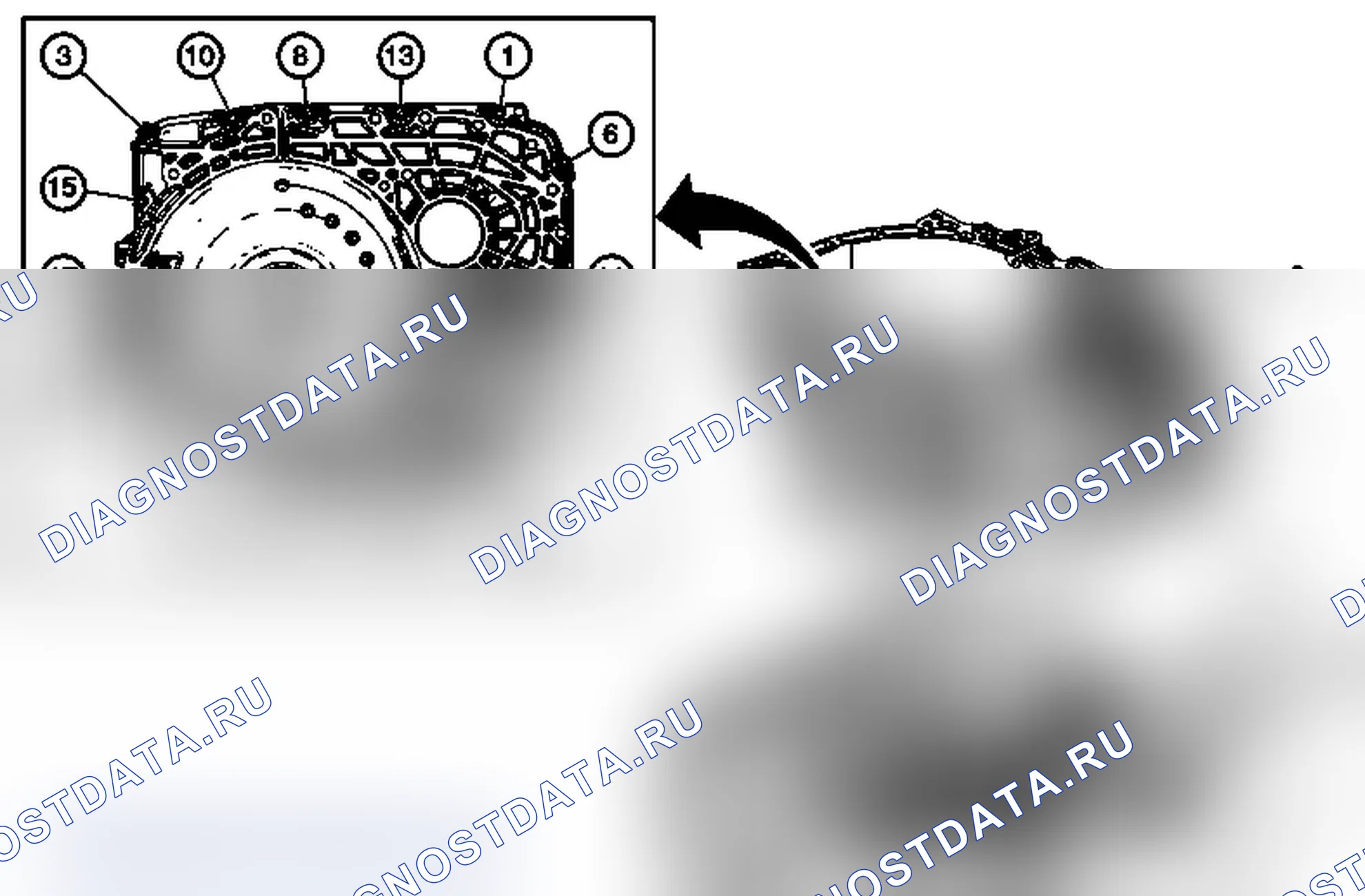 Рис. 132: Установка гидротрансформатора и корпуса дифференциала. Pontiac G6 I final