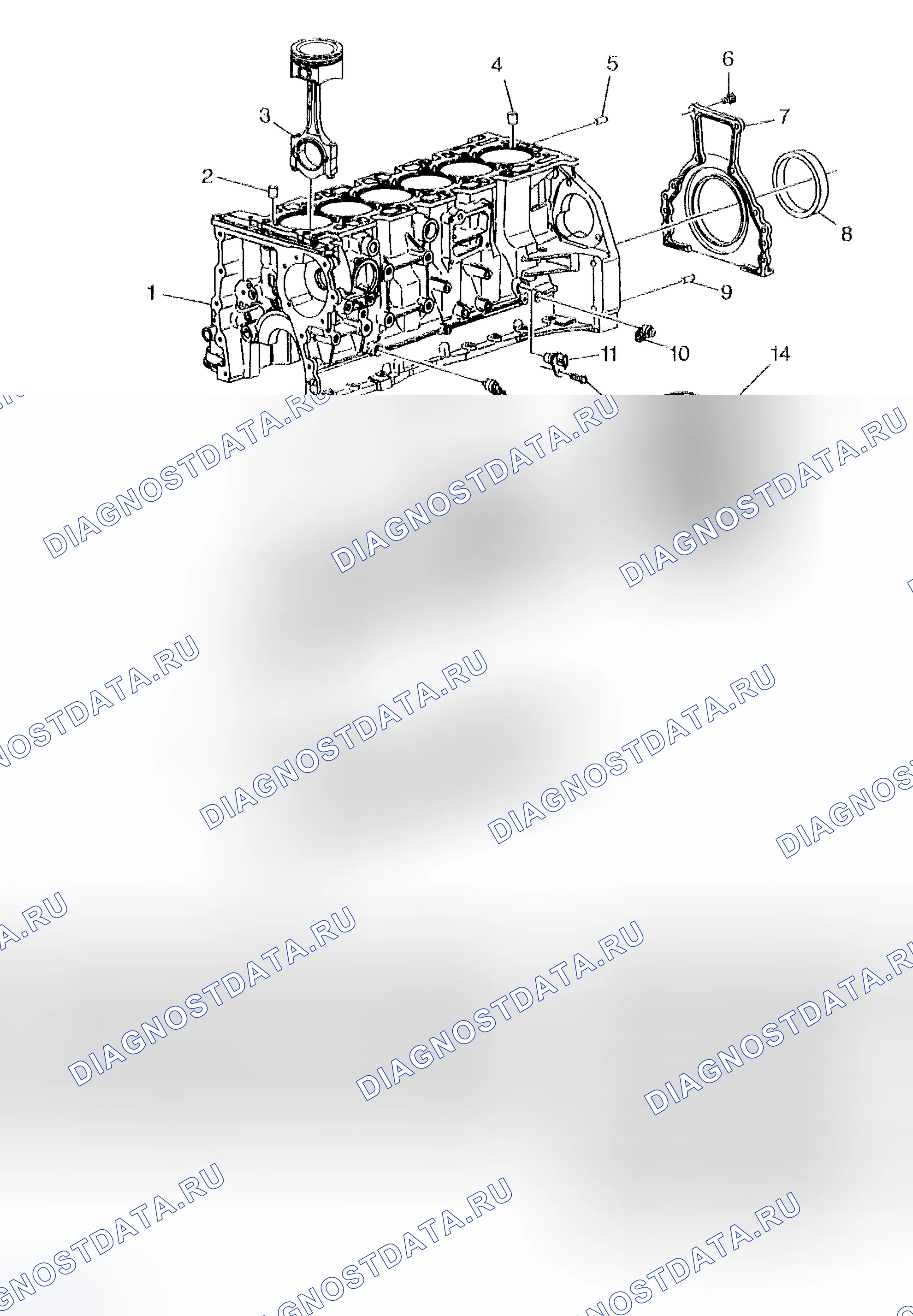 Рис. 811: Нижние компоненты двигателя. Chevrolet TrailBlazer I