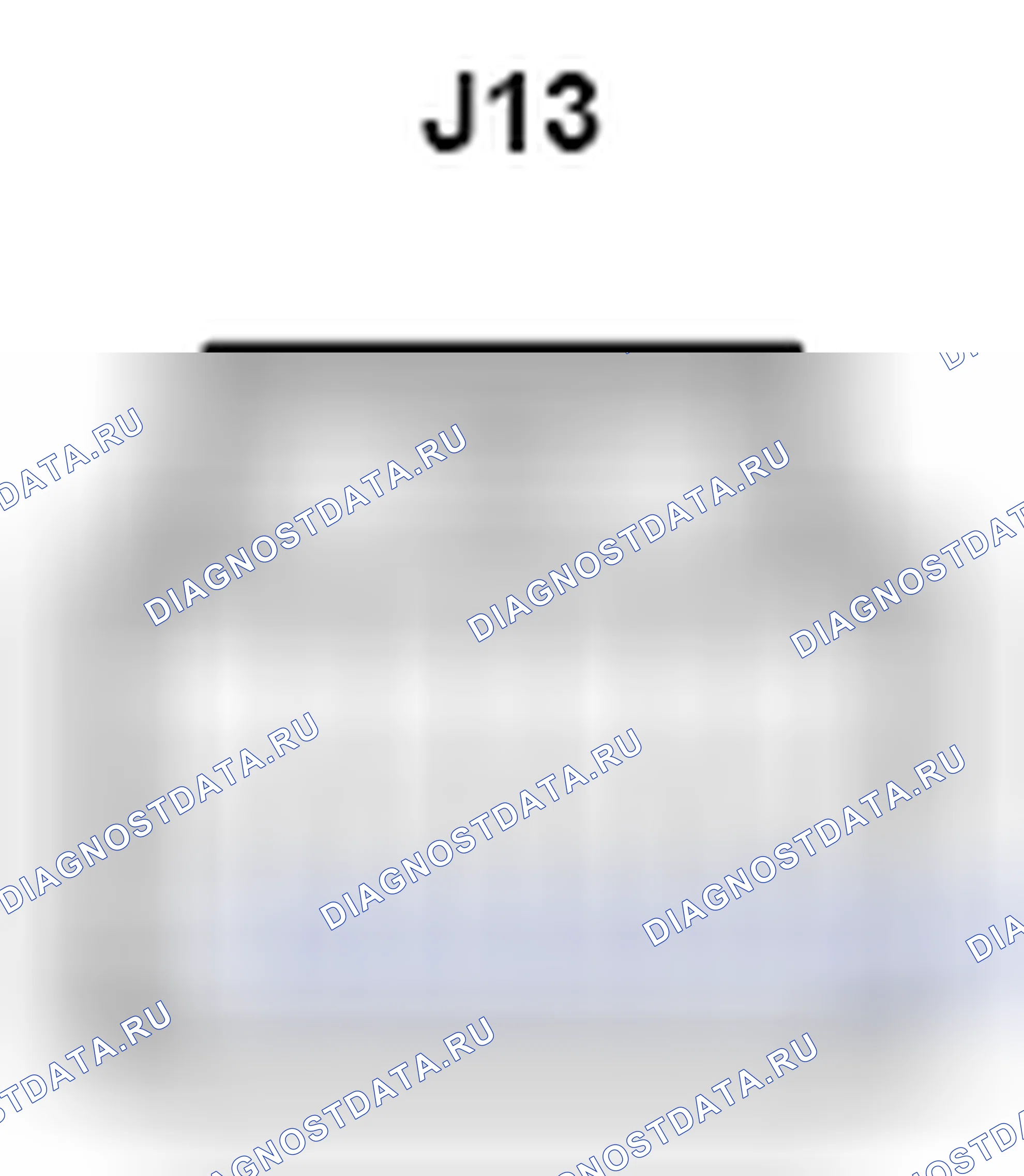 Рис. 695: Вид с торца левого разъема замка задней двери в сборе (J13). Lexus LX J200