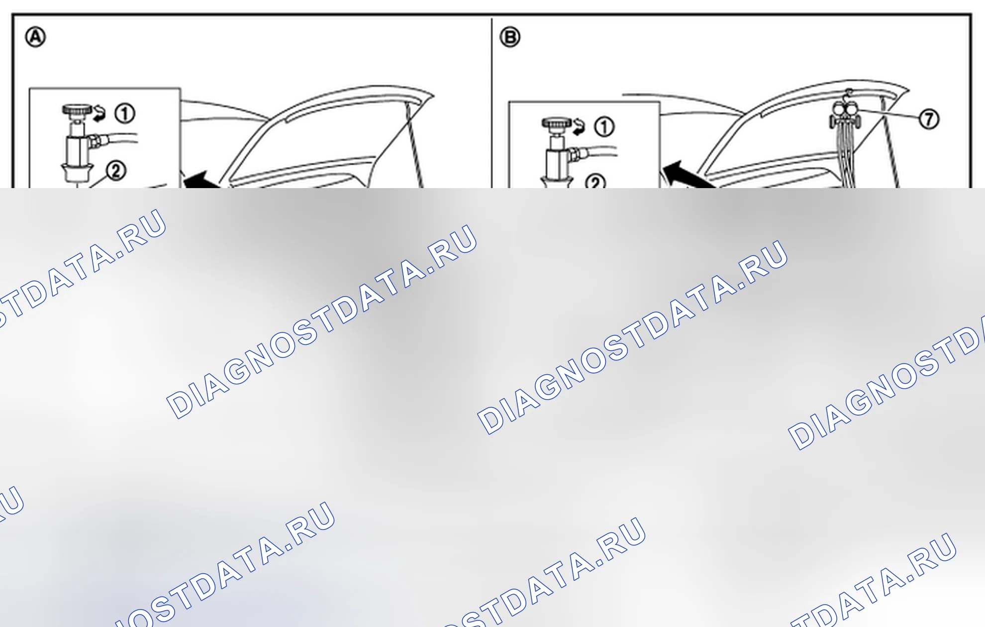 Рис. 82: Система откачки и заправка хладагента. Infiniti FX37 II рестайлинг
