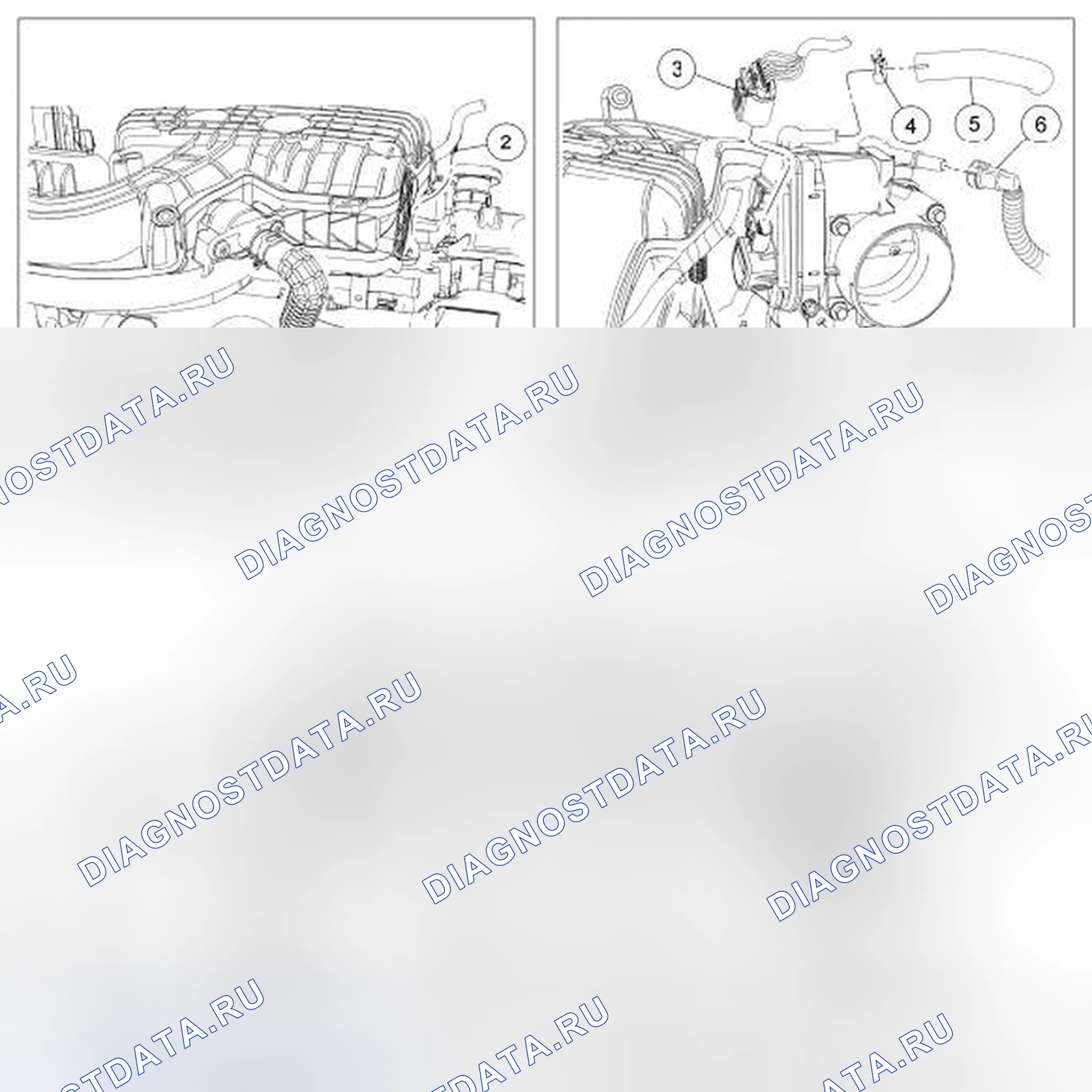 Рис. 257: Верхний впускной коллектор (вид 1 из 2). Hyundai Lafesta I