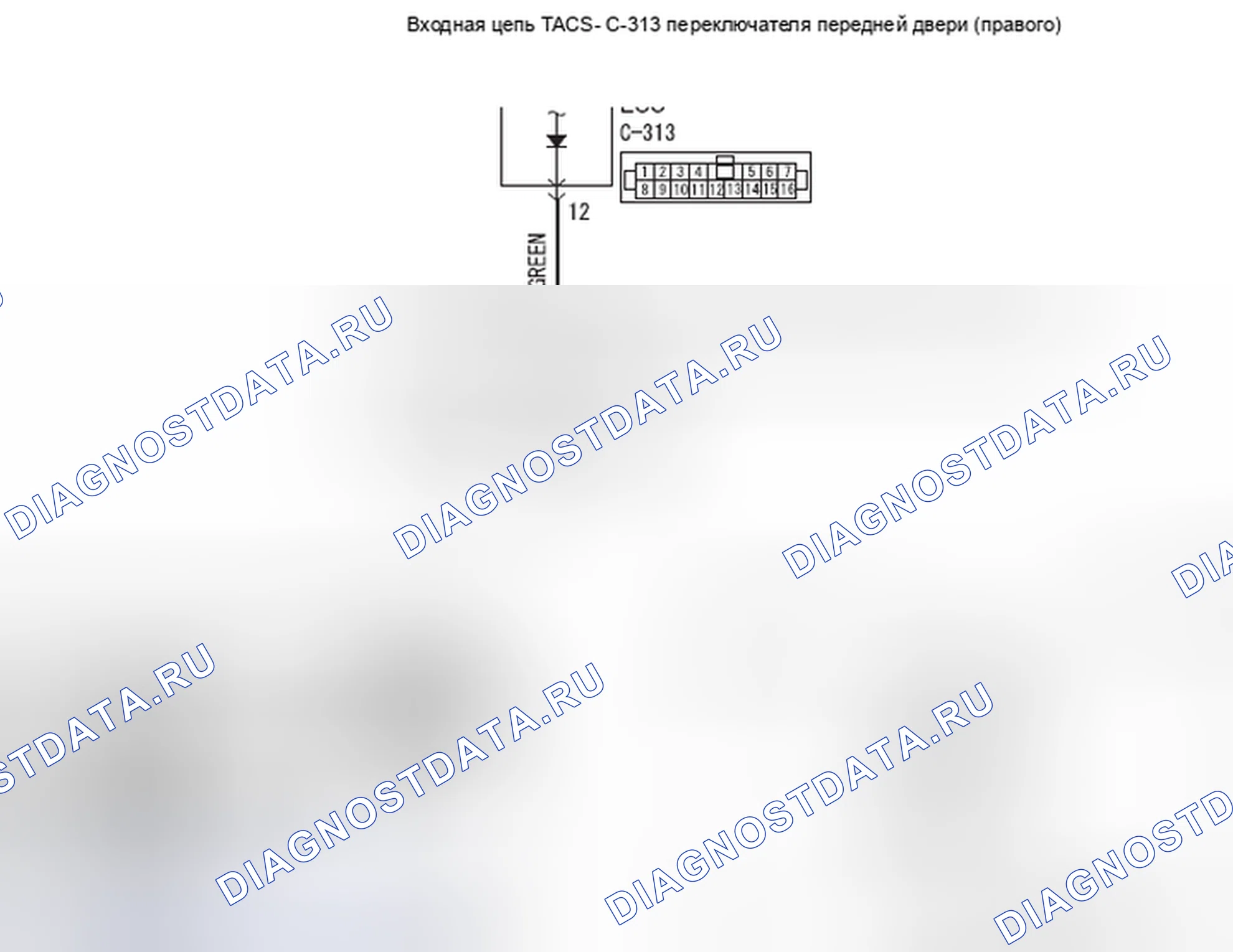 Рис. 398: Процедура проверки 6: ETACS-ECU не получает никакого сигнала от переключателя передней двери (RH). Mitsubishi Lancer Ralliart X рестайлинг