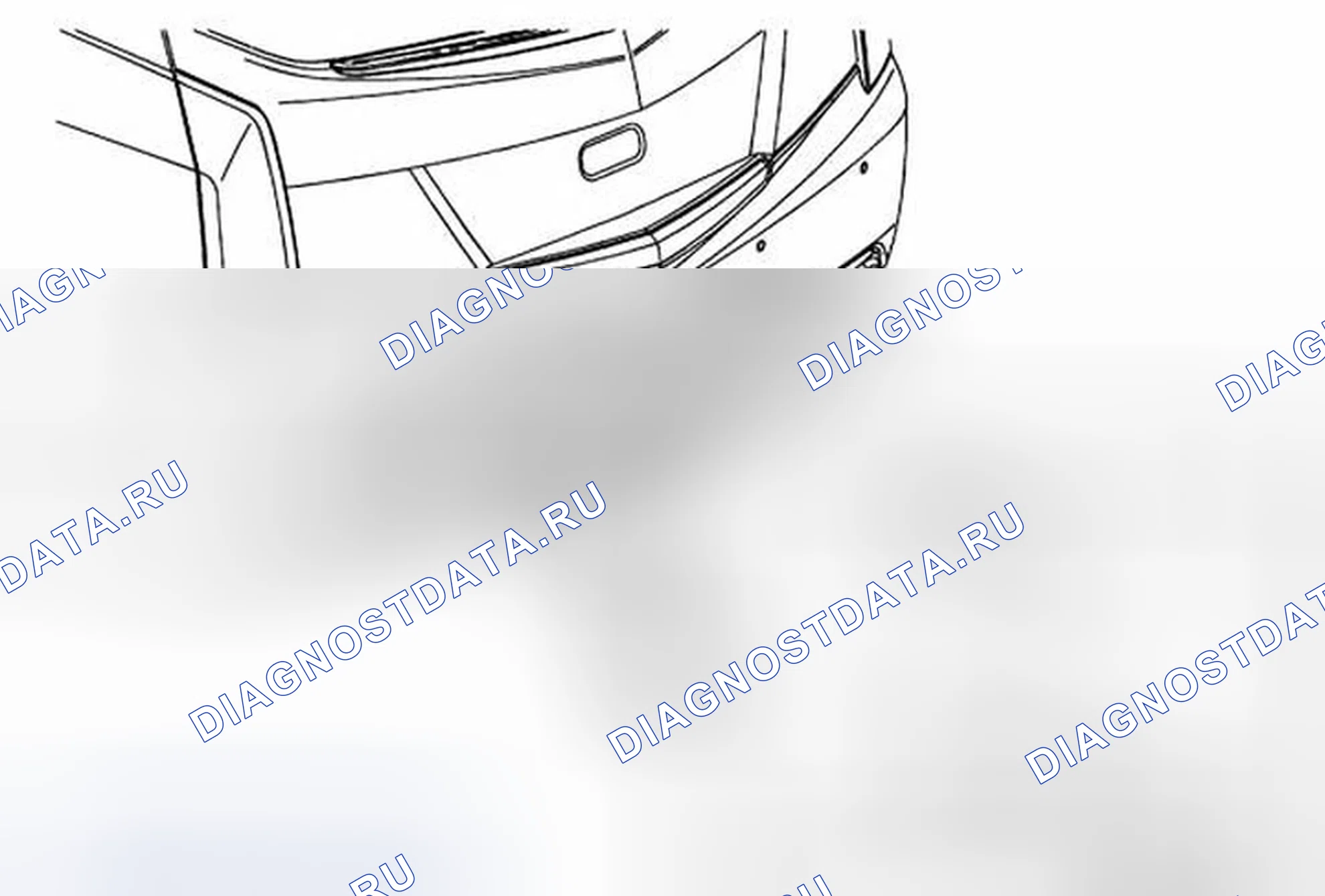 Рис. 10: Замена крышки отверстия доступа заднего бампера Fascia Tow Hook. Cadillac ATS I