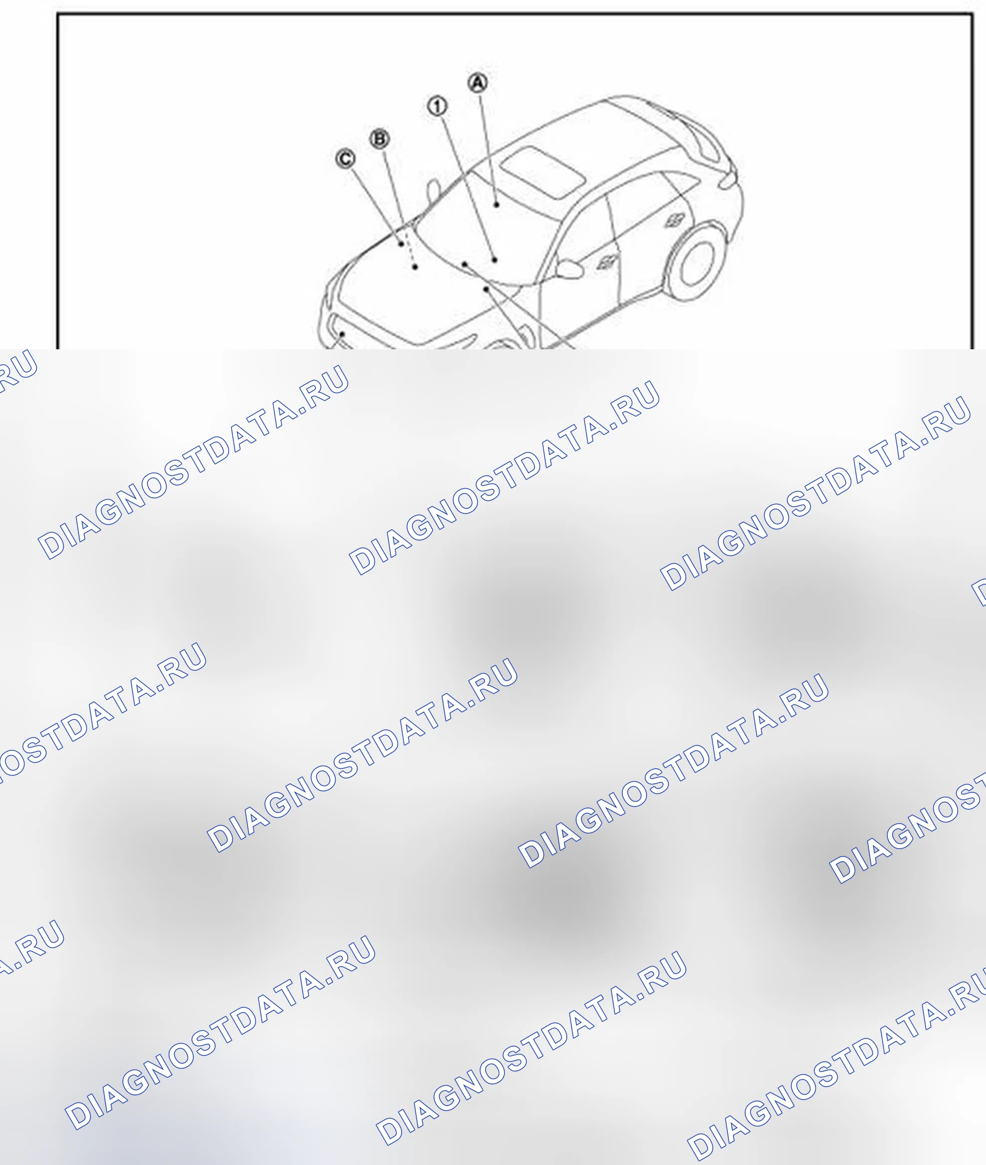Рис. 52: С ДАТЧИКОМ ДОЖДЯ: Расположение компонентов. Infiniti FX35 II рестайлинг