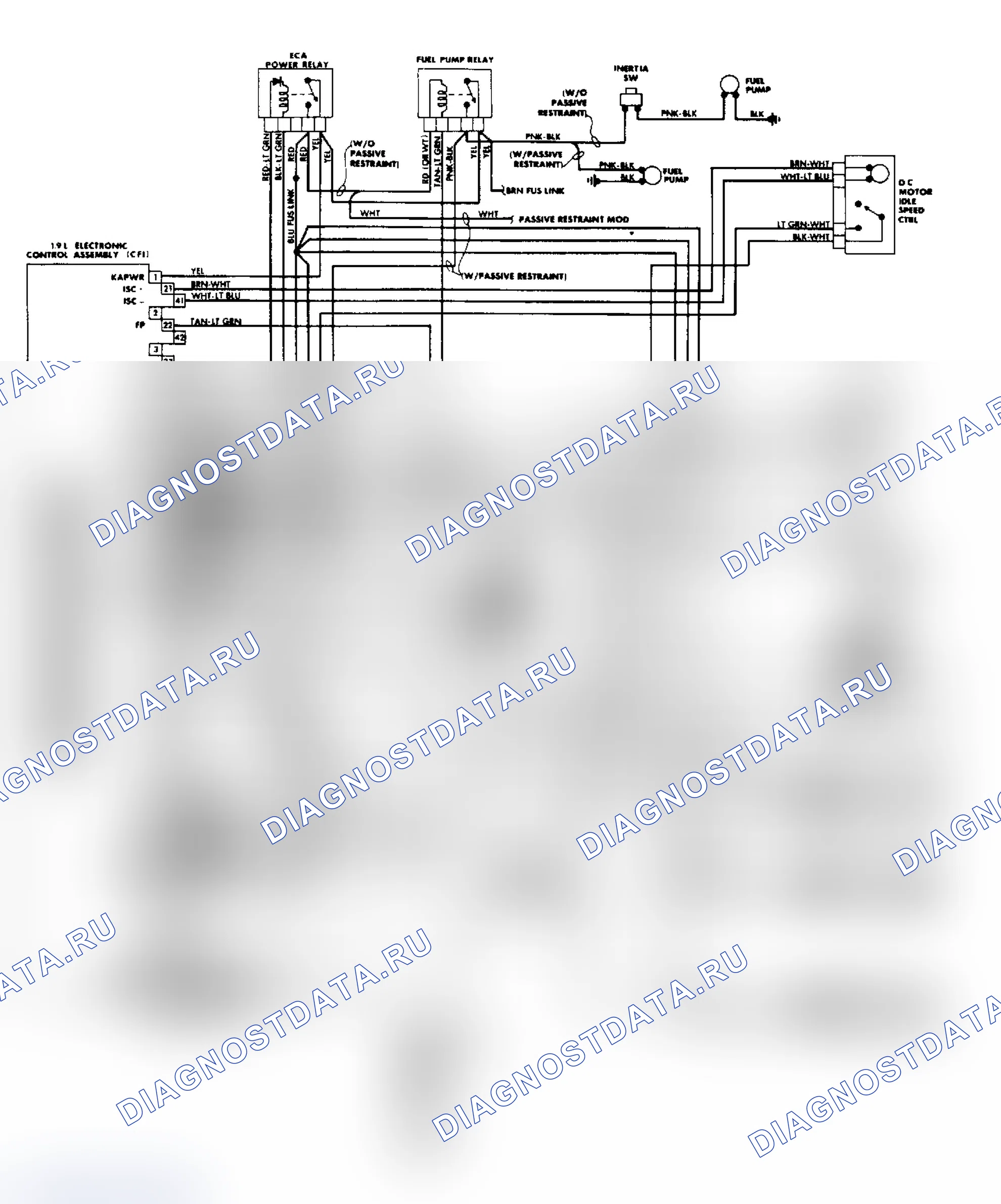 Рис. 83: Схема подключения системы 1.9L Escort CFI. Mercury Sable I