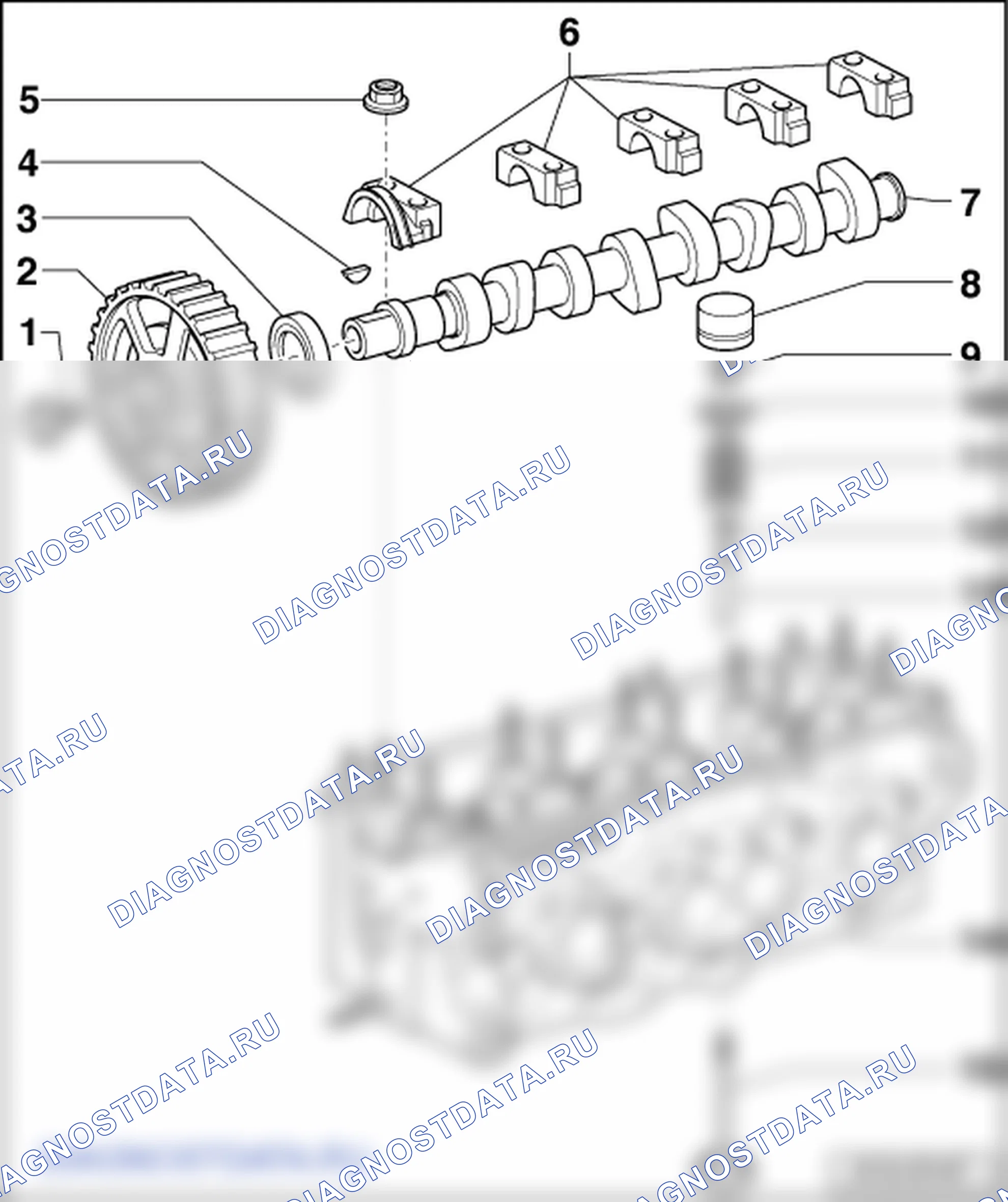 Клапанный механизм (4-цил. двигатель с впрыском (на природном газе)). Volkswagen Touran I