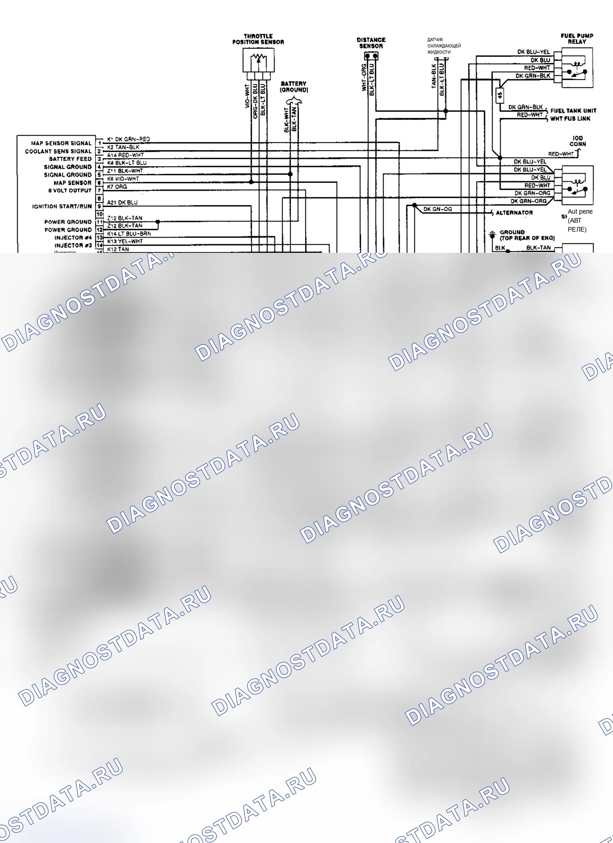 Рис. 425: электросхема (фургон FWD 1992 г. - 3,0 л). Dodge Dakota 