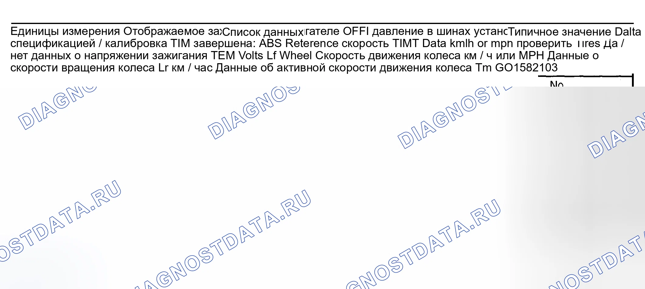Рис. 5: Список данных сканирующего прибора. Hyundai Terracan I