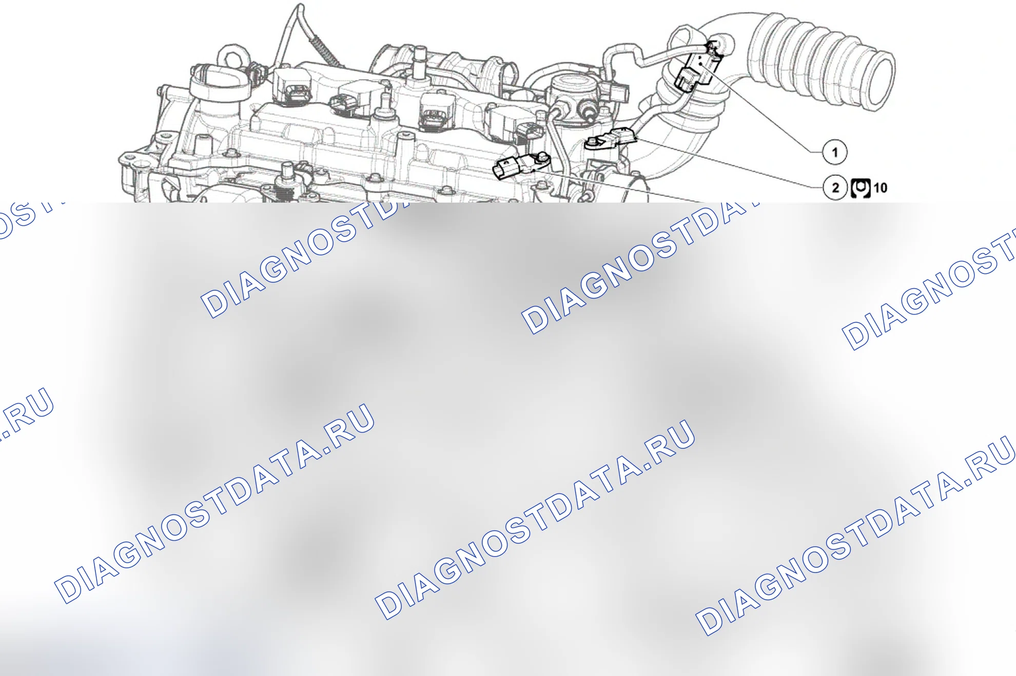Датчики двигателя и коробки передач в сборе: подетальная схема. Renault Scenic III