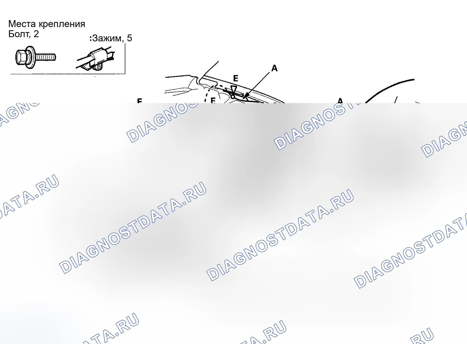 Рис. 2: Замена кабеля открывателя капота. Honda Ridgeline I
