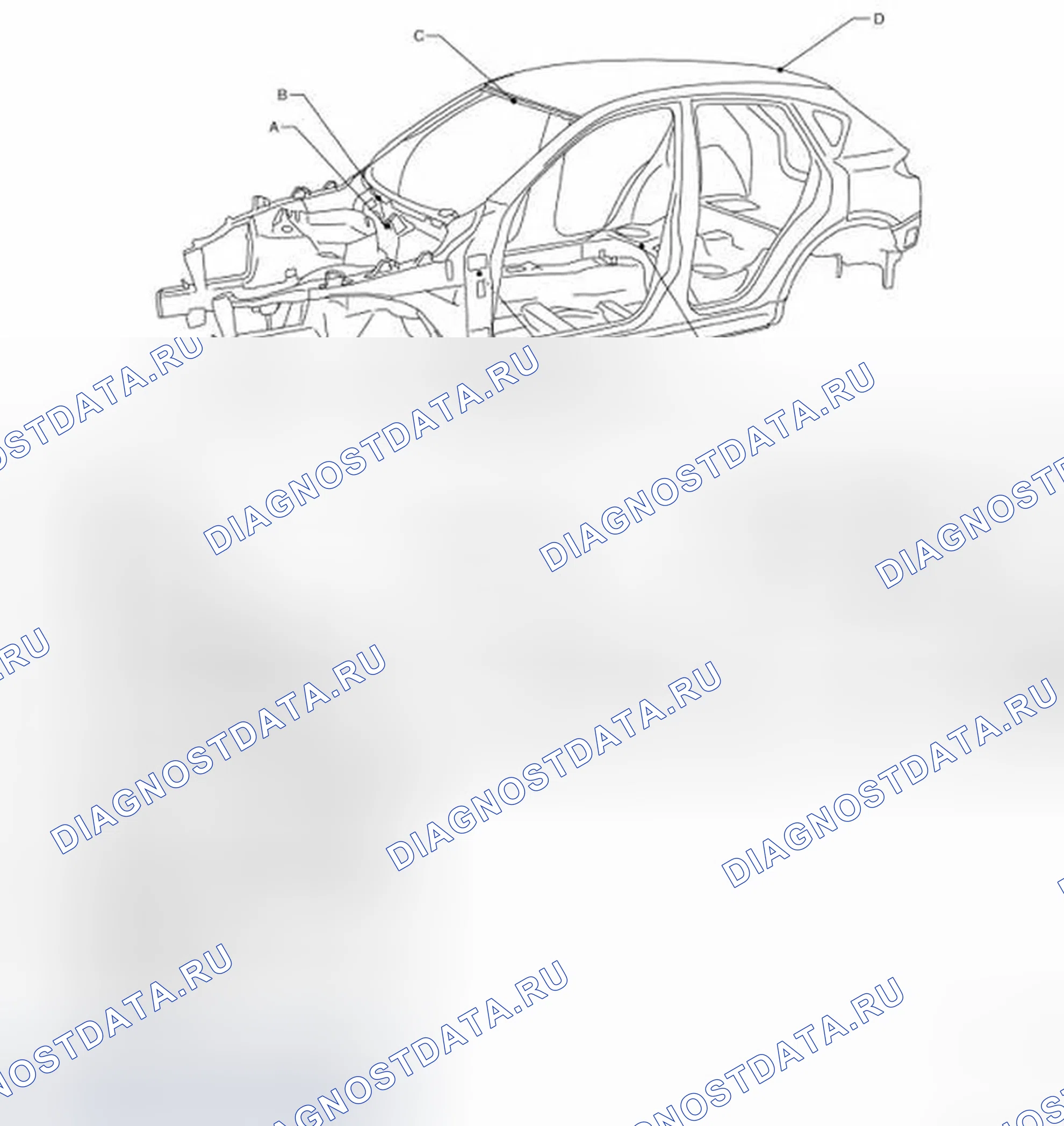 Рис. 214: Отметки центра тела. Infiniti QX50 I