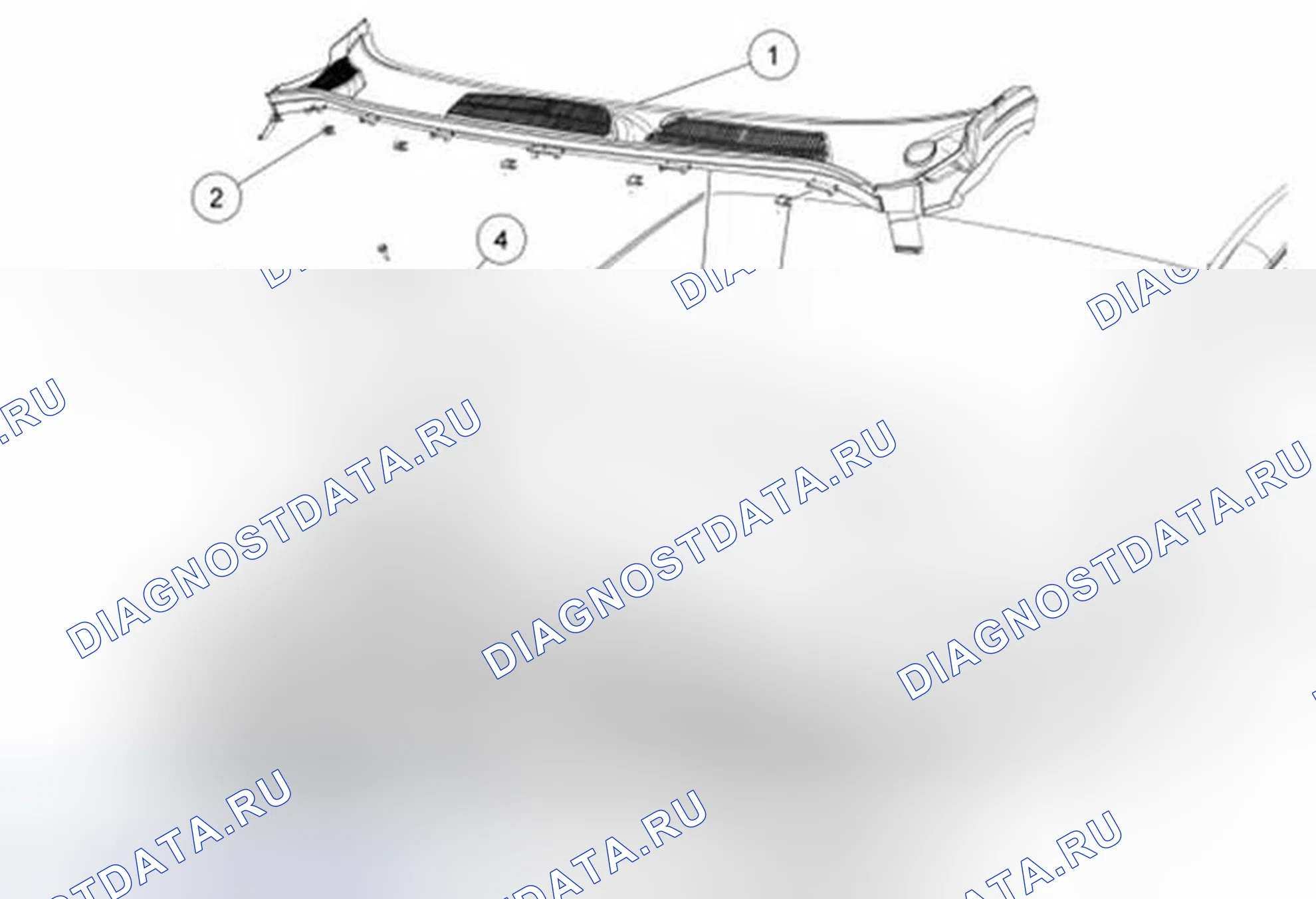 Рис. 4: Решетка панели капота. Ford Fiesta Mk6