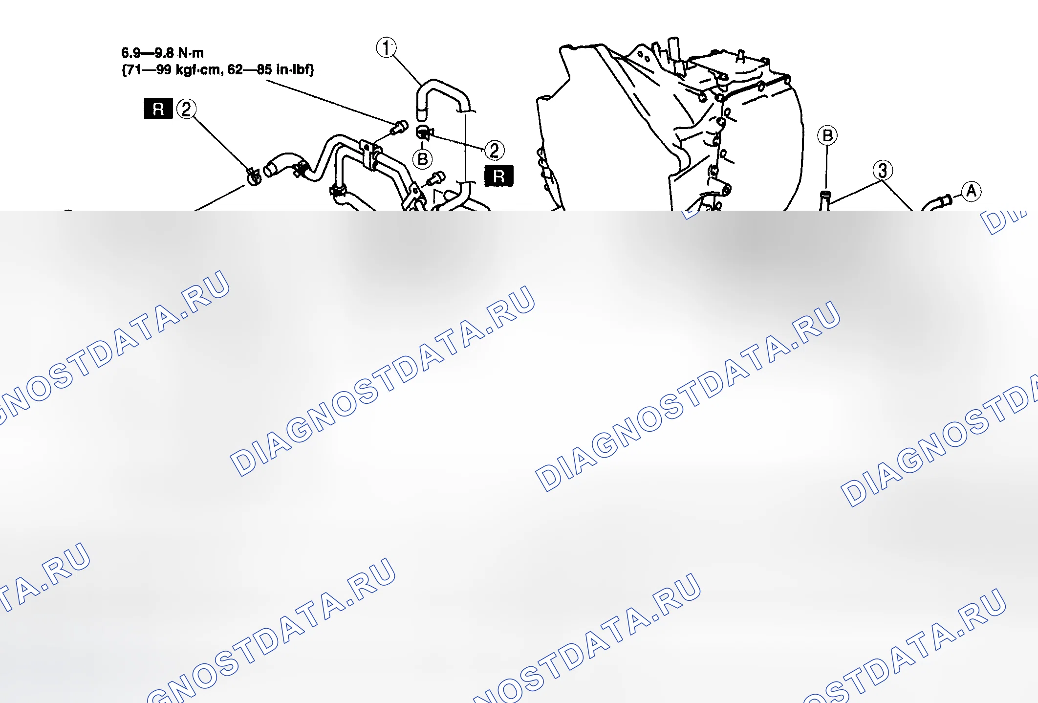 Рис. 837: ДЕМОНТАЖ / МОНТАЖ МАСЛООХЛАДИТЕЛЯ [AW6A-EL]. Mazda 6 GH рестайлинг