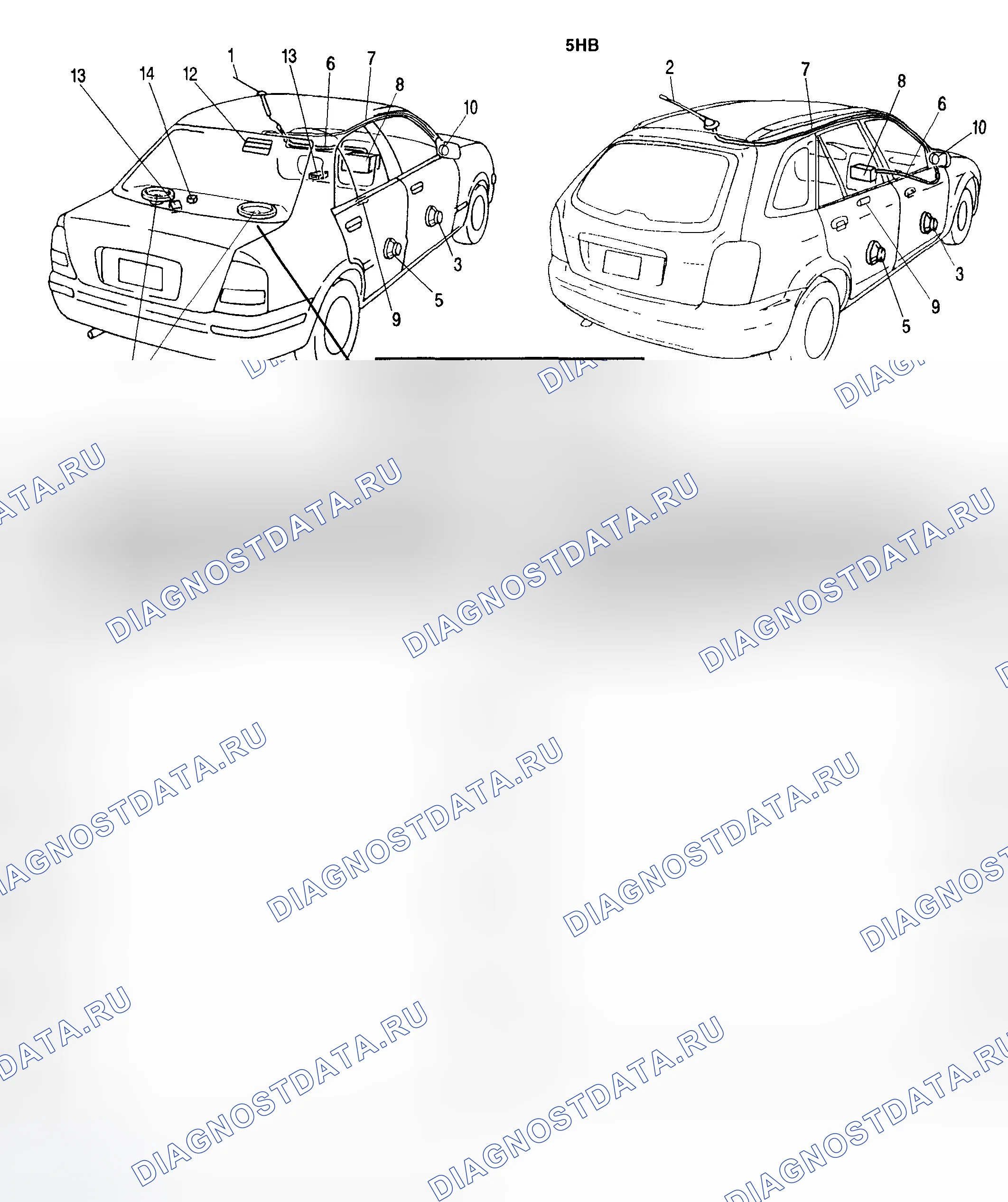Рис. 58: ИНДЕКС МЕСТОПОЛОЖЕНИЯ. Mazda Protege BJ