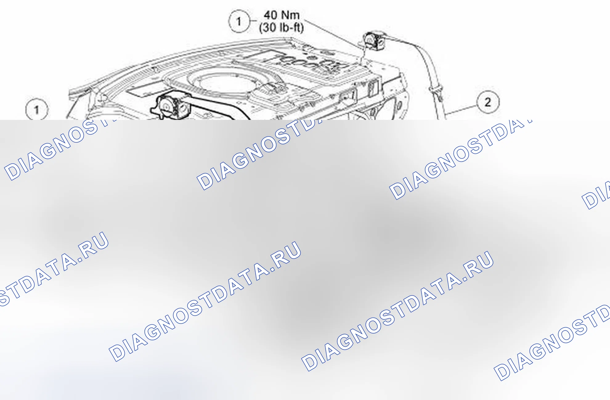 Рис. 2: Втягивающее устройство ремня безопасности - заднее, внешнее. Ford Taurus VI