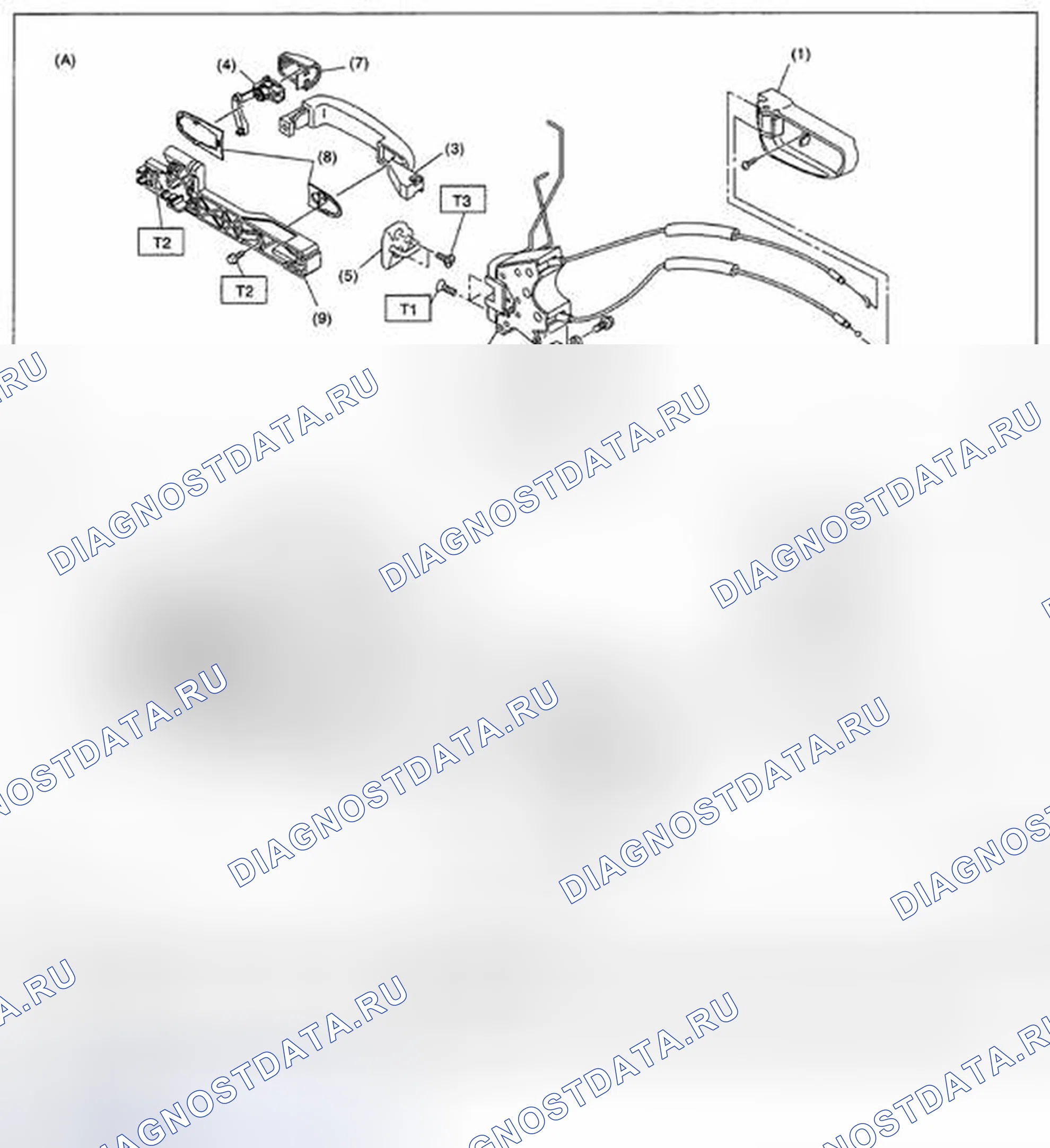 Рис. 1: ДВЕРНОЙ ЗАМОК В СБОРЕ. Subaru Tribeca WX рестайлинг