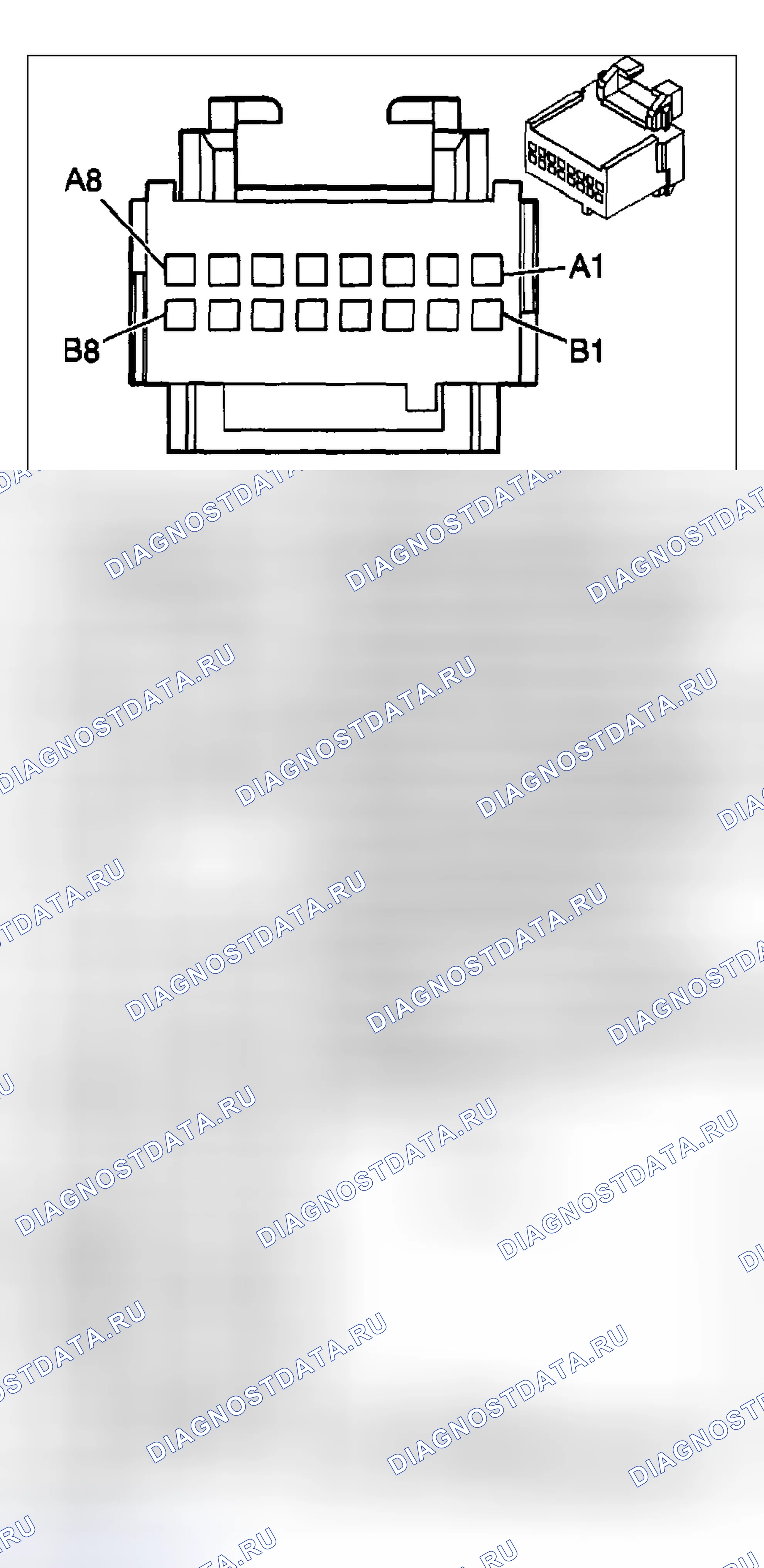 Рис. 25: Вид с торца разъема системы управления кузовом. Hyundai Venue I